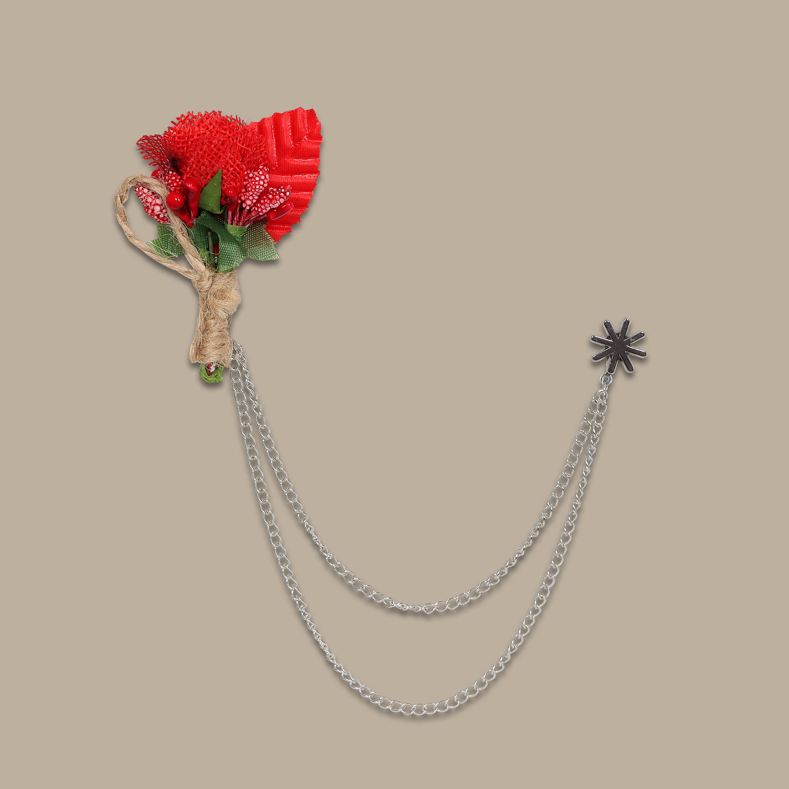 Red Flower Double Chained Pin