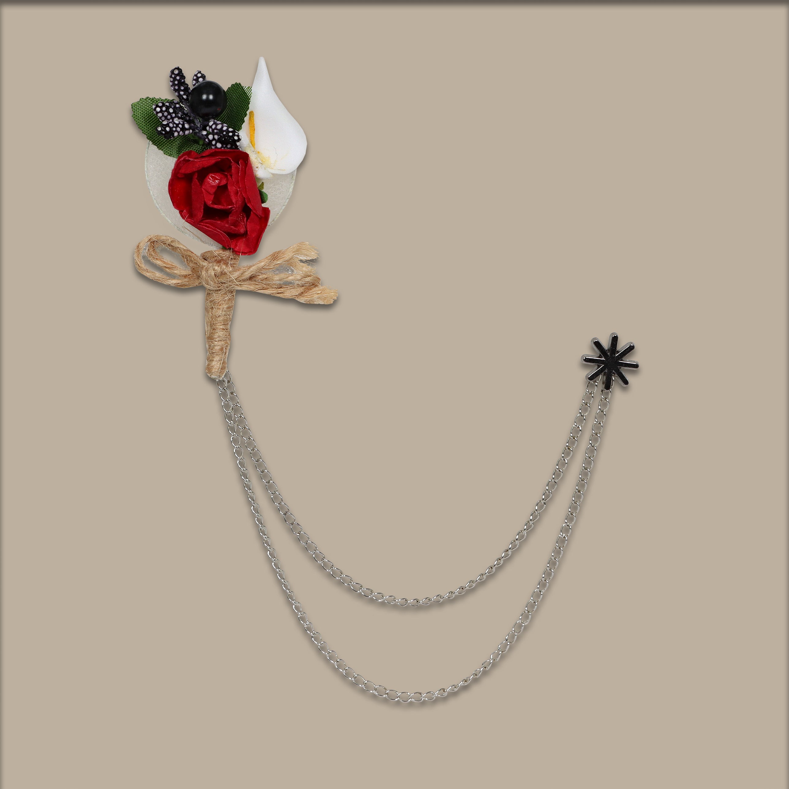 Red Flower Double Chained Pin