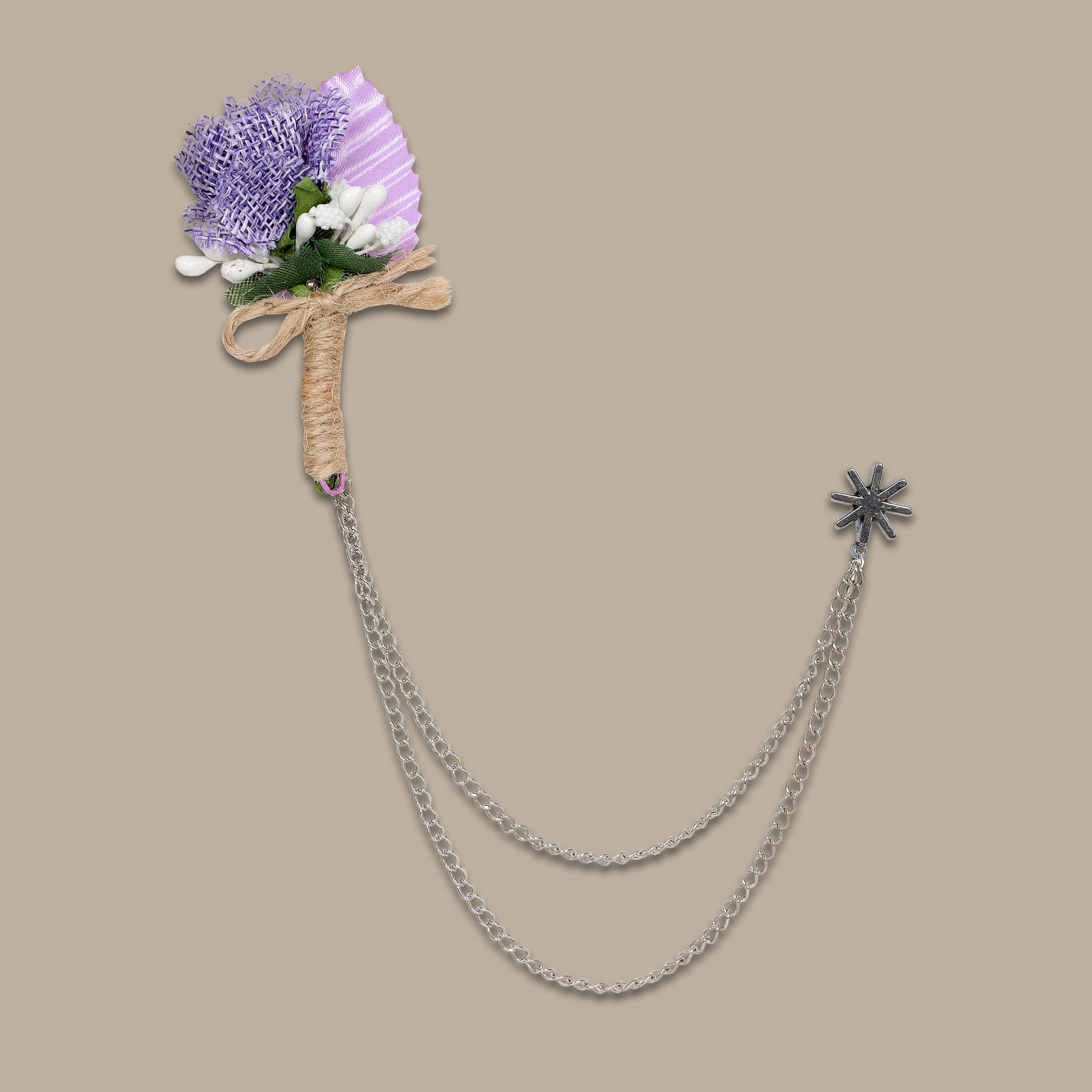 Purple  Flower Double Chained Pin