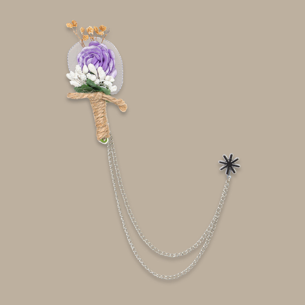 Purple  Flower Double Chained Pin