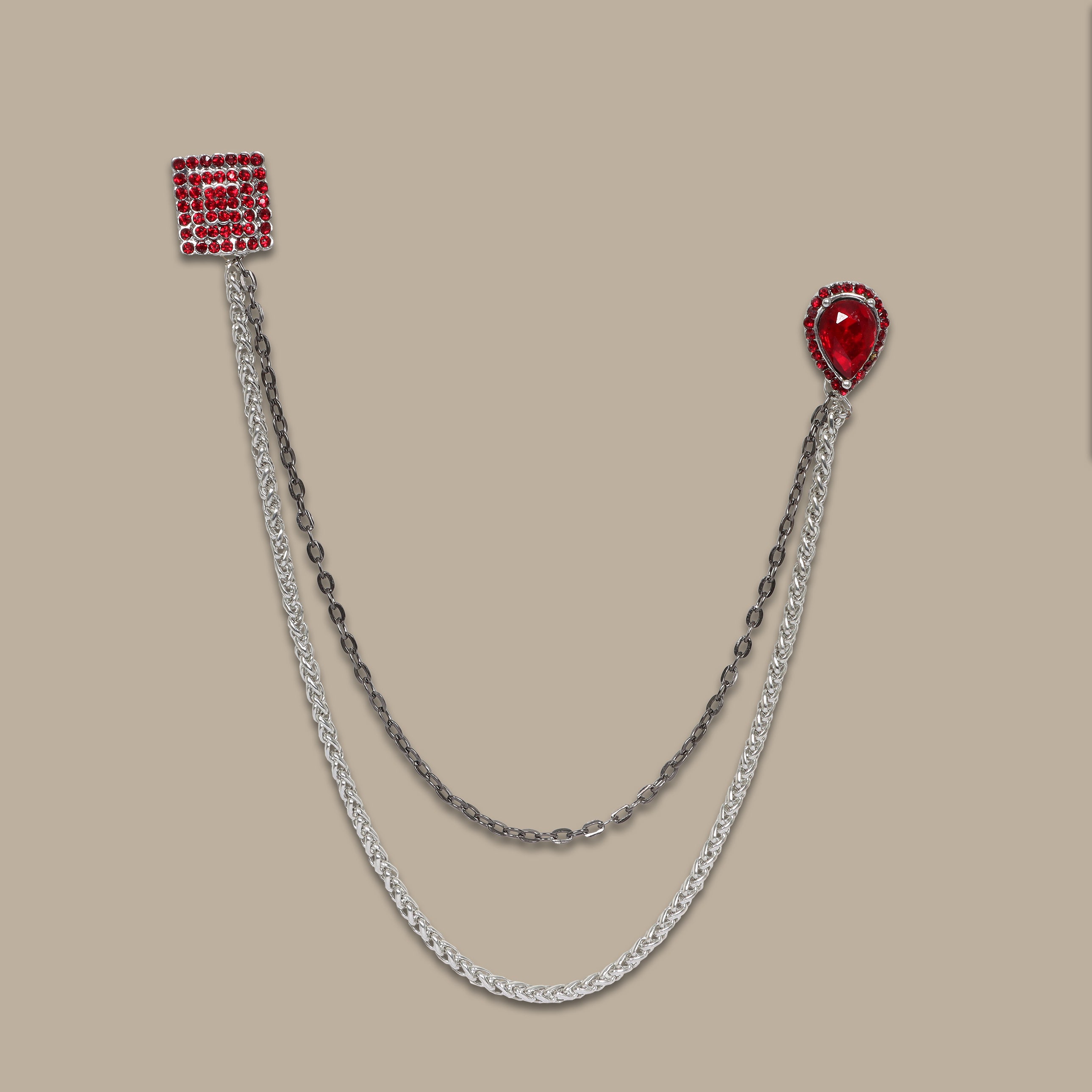 Red Ruby Double Chained Pin