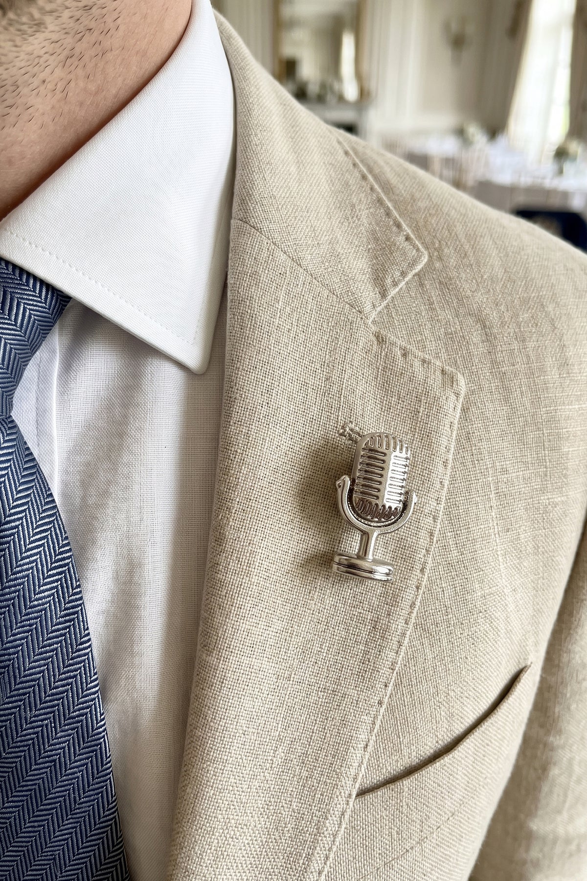 Silver Microphone Pin