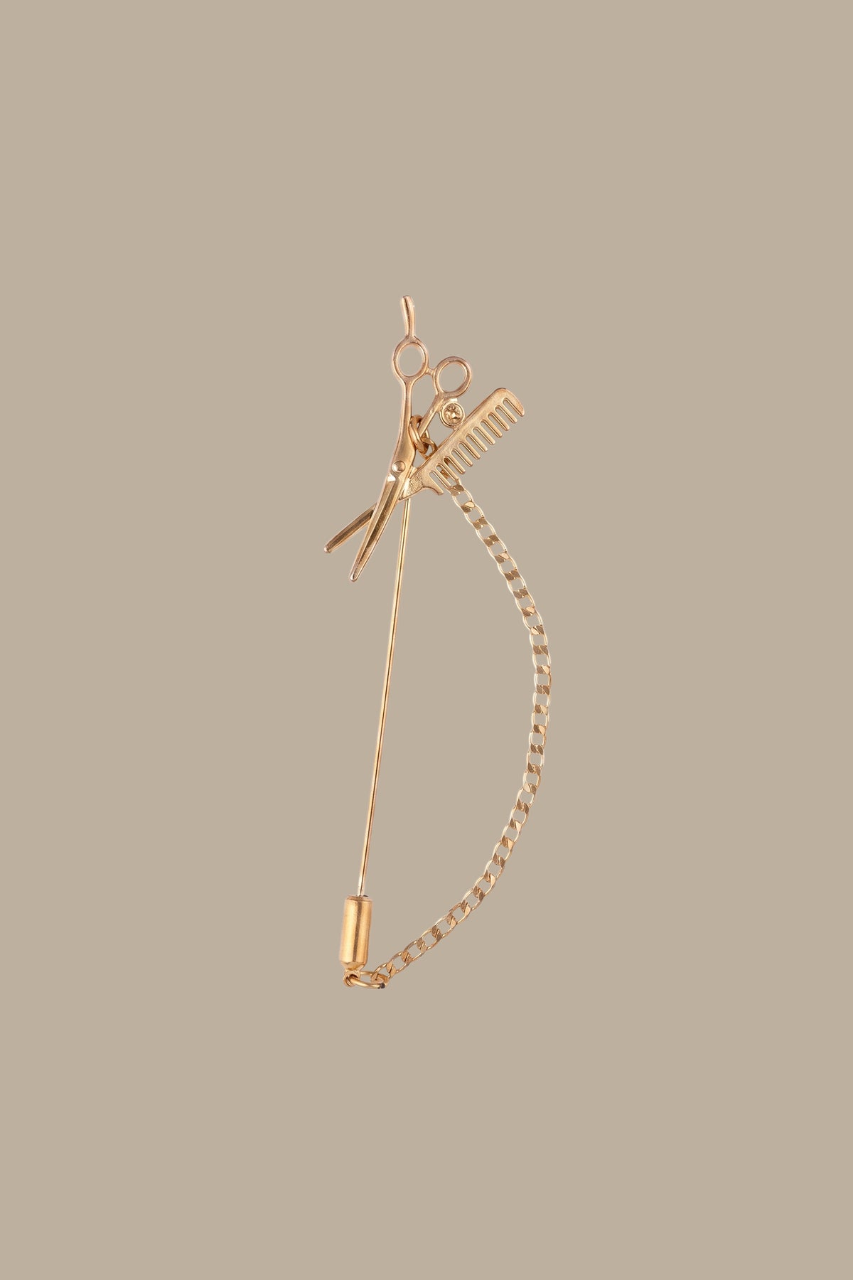 Golden Scissor Chained Pin