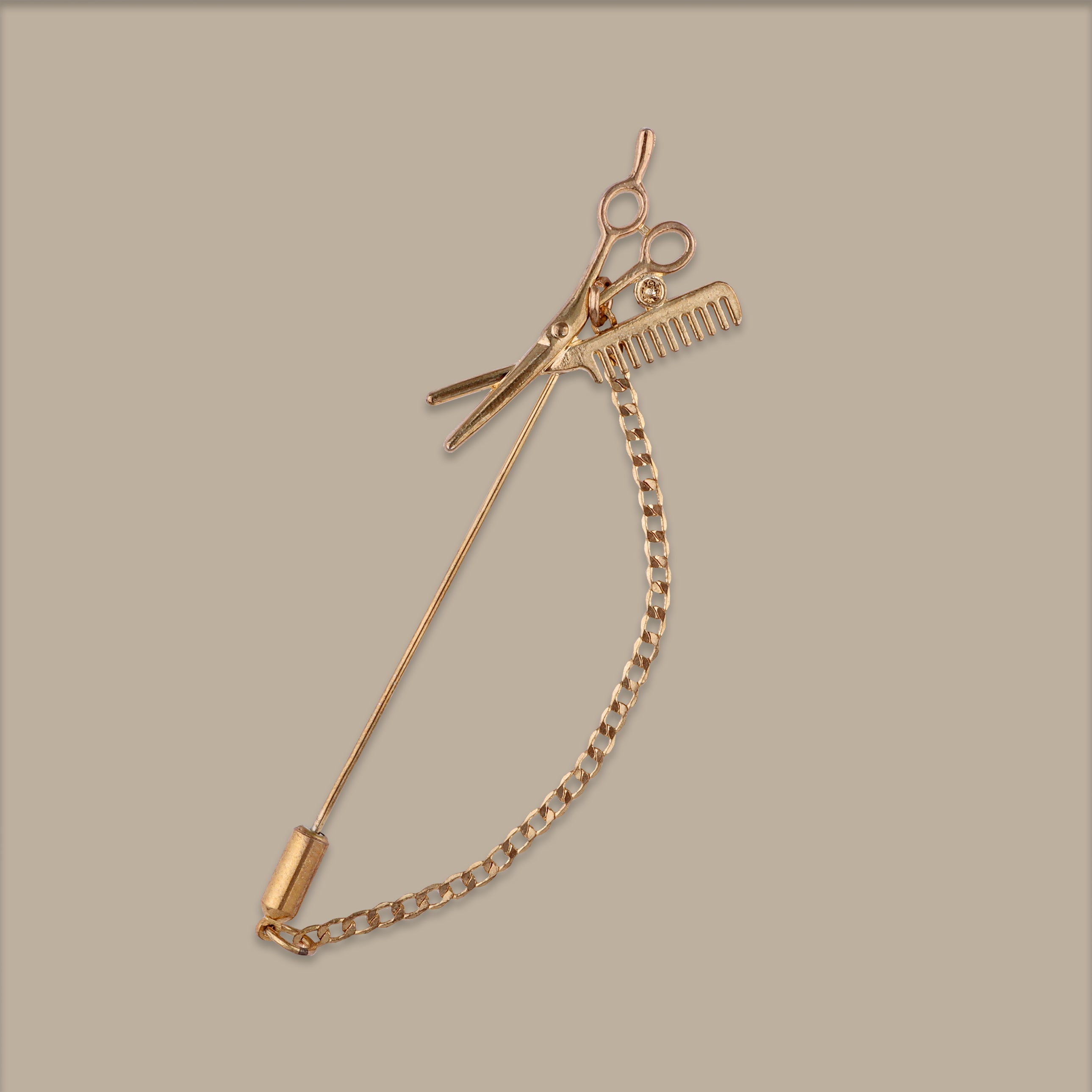 Golden Scissor Chained Pin