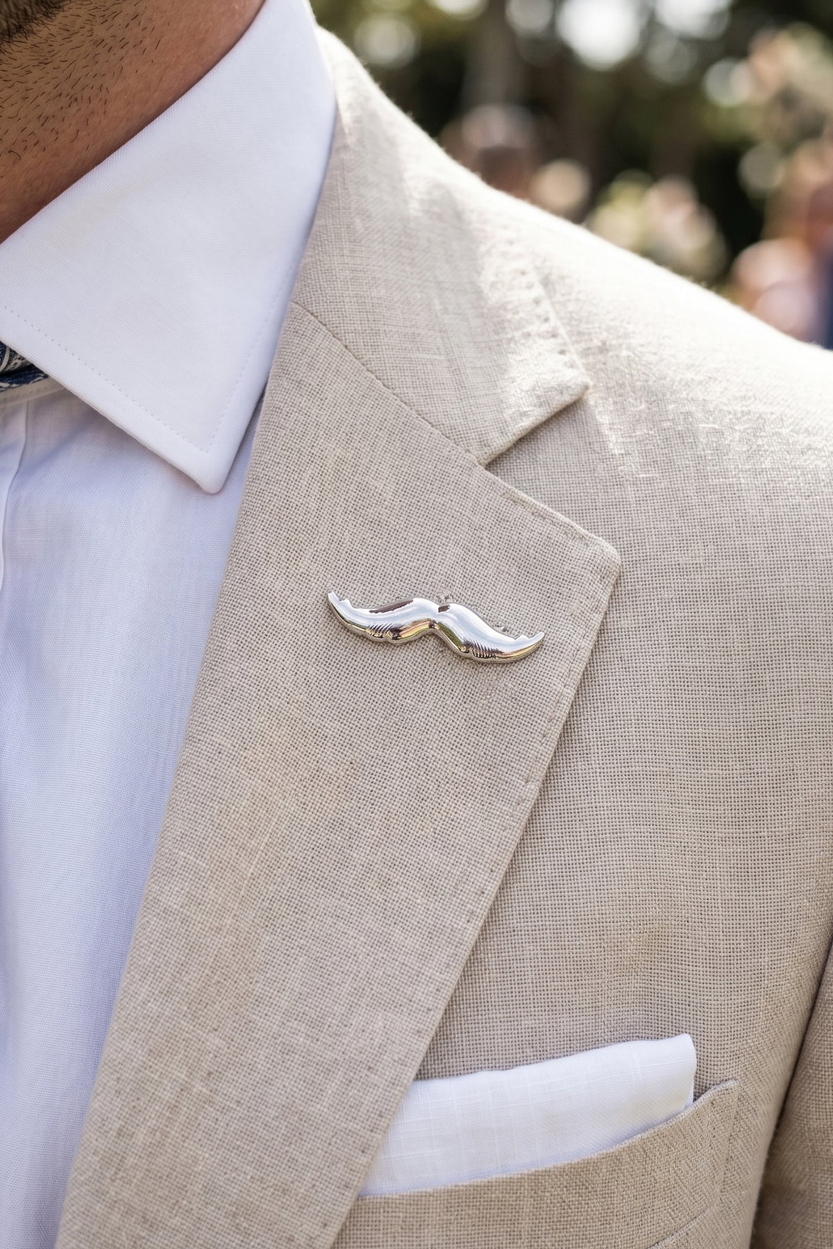 Silver Moustache Pin