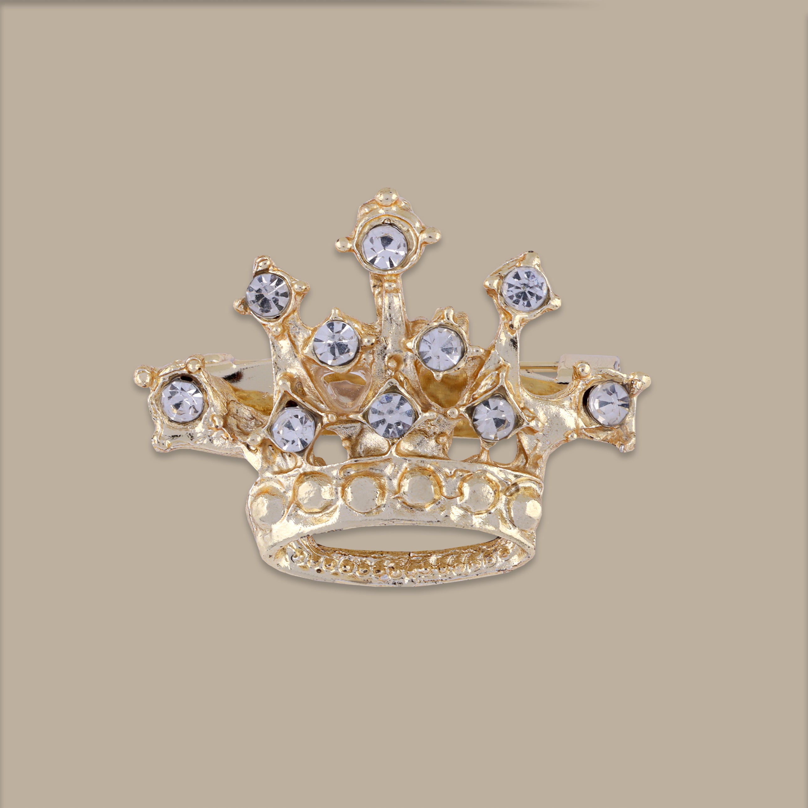 Golden Big Crown Strass Pin