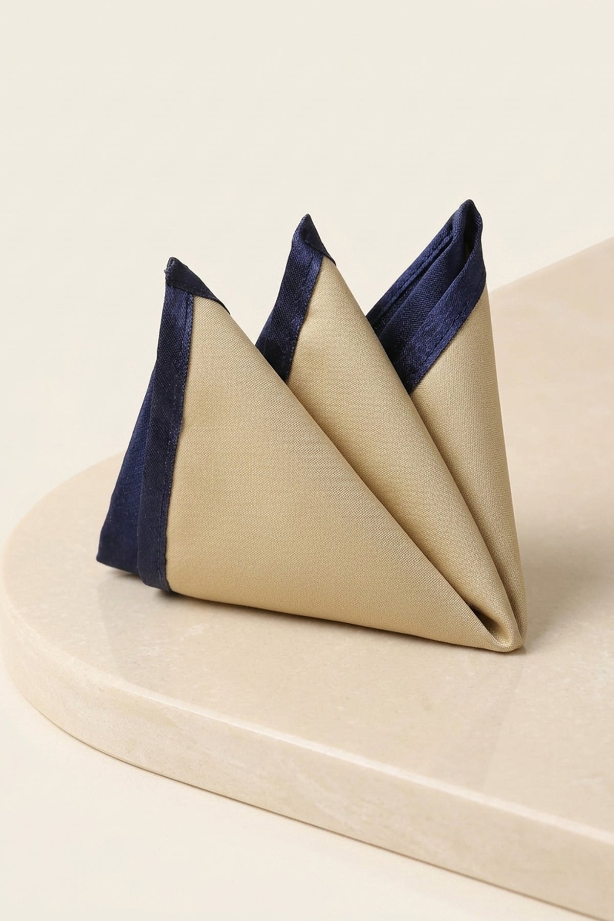 Gold and Navy Pocket Square with Piping