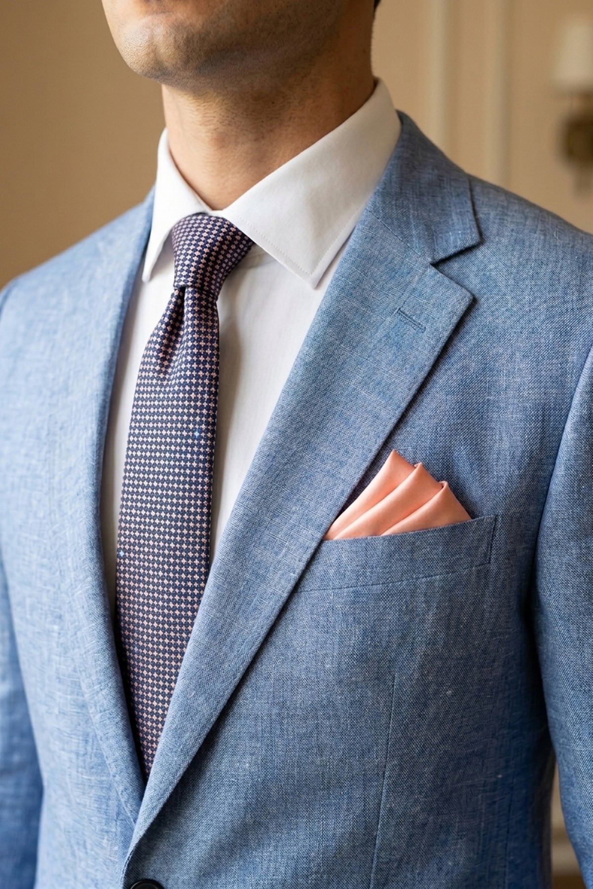 Salmon Satin Pocket Square