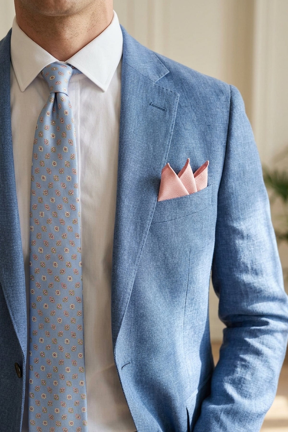 Light Pink Oxford Pocket Square