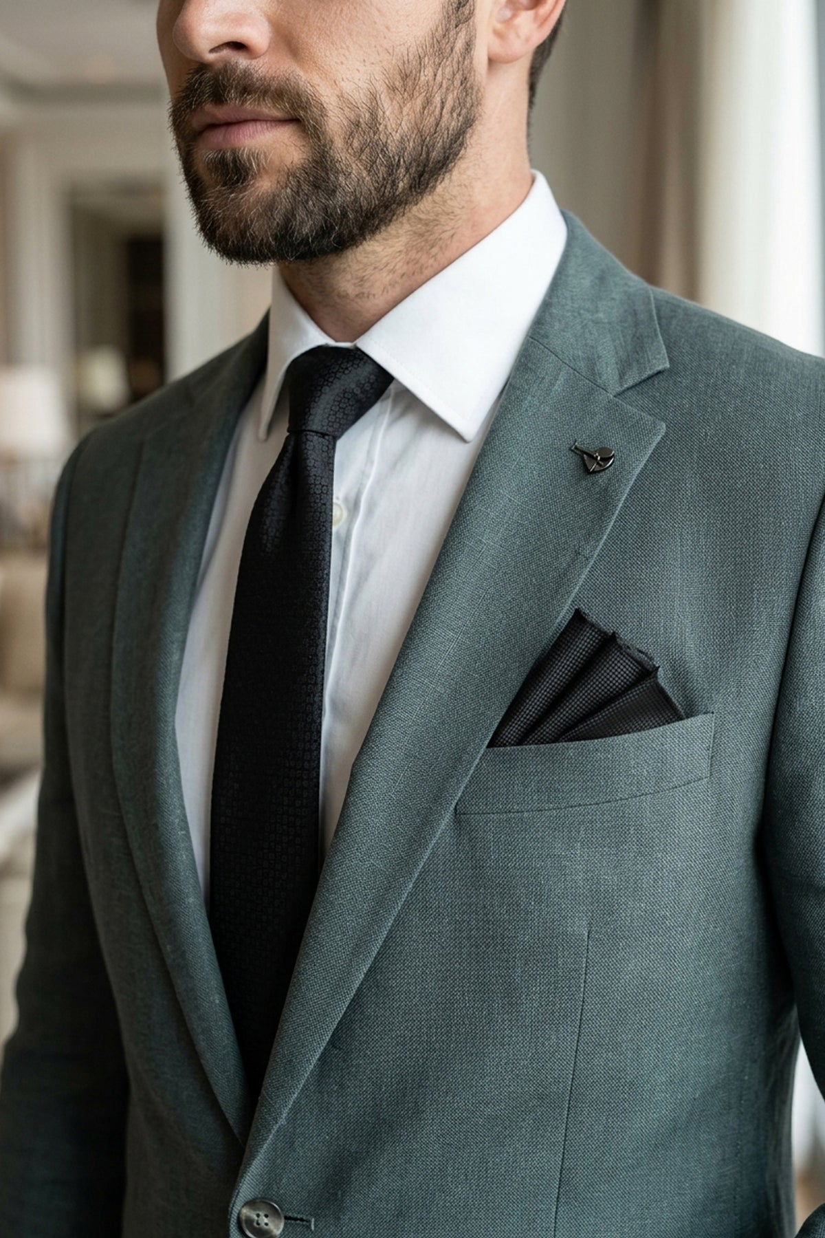 Black Oxford Pocket Square