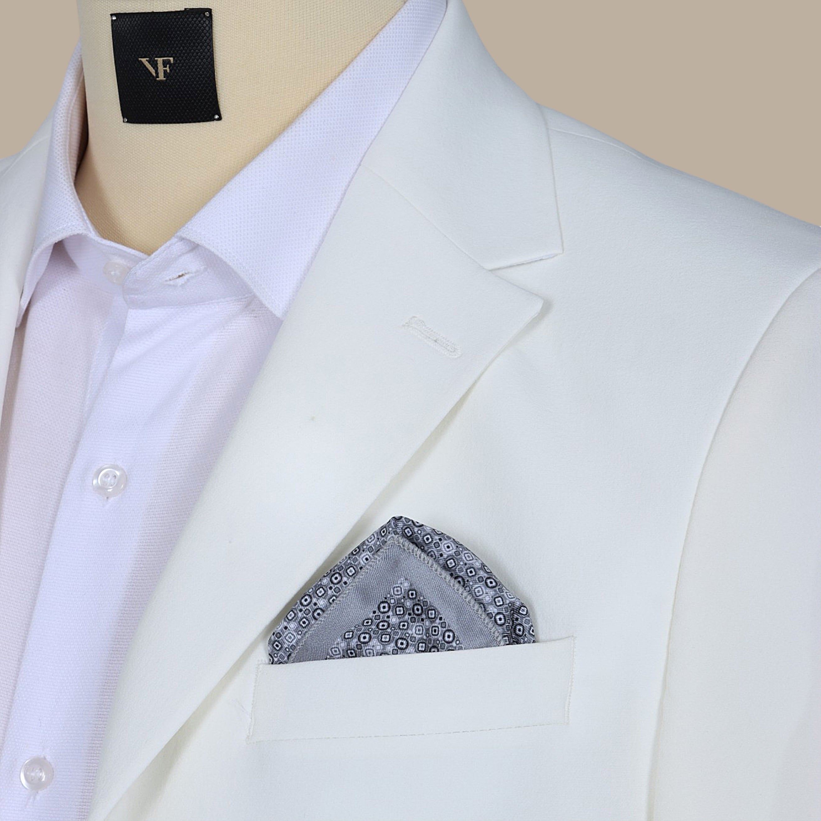 Purple and Beige Pocket Square