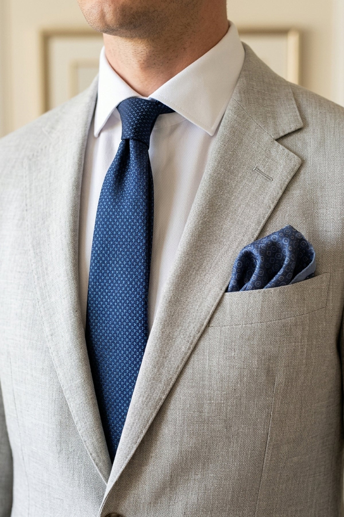 Navy Printed Pocket Square