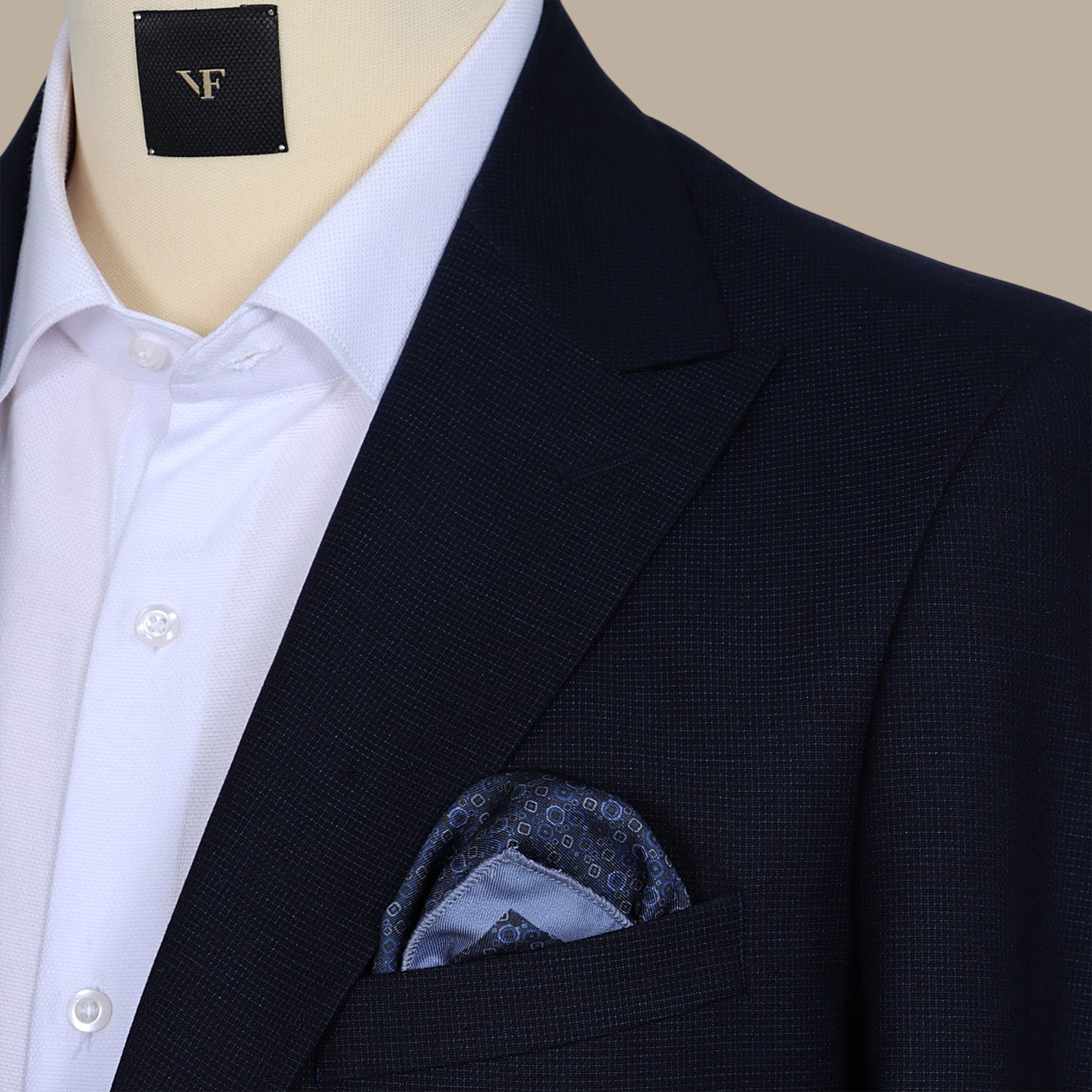 Navy Printed Pocket Square