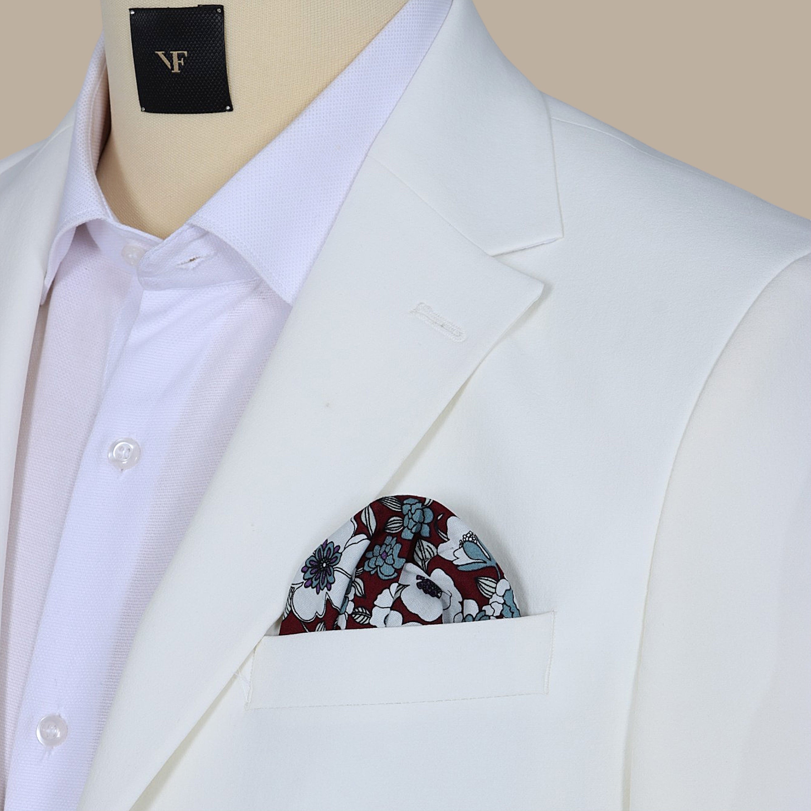 Burgundy Floral Print Pocket Square