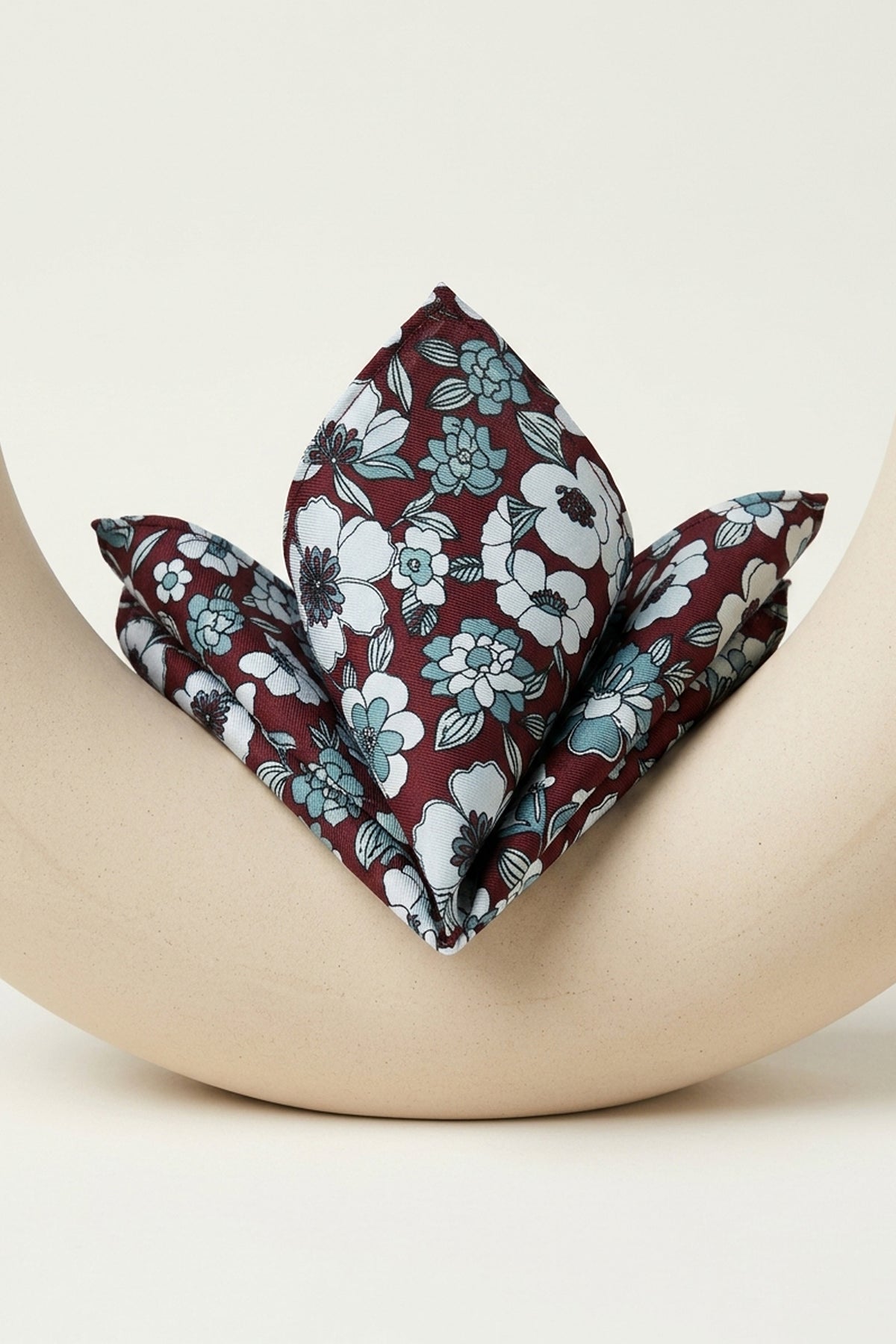 Burgundy Floral Print Pocket Square