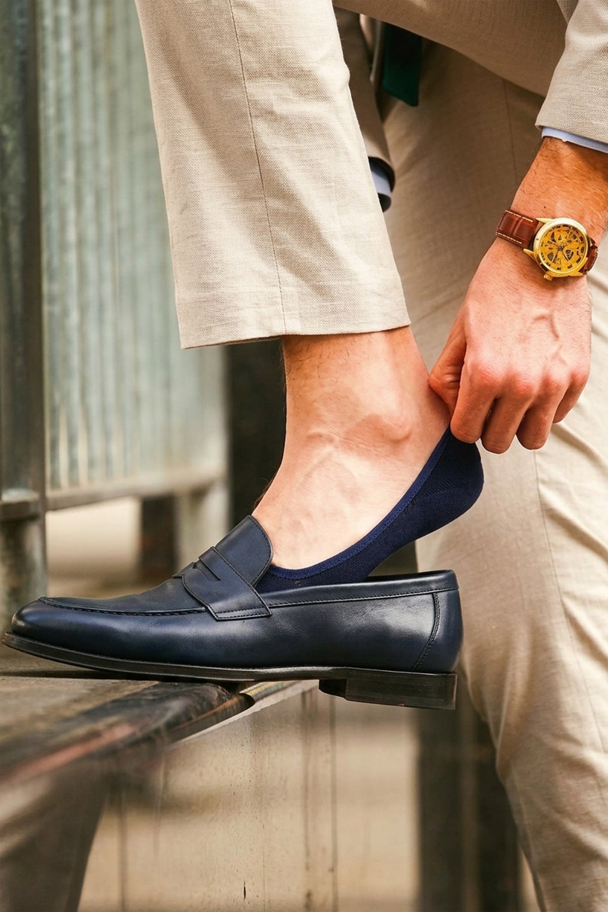 Navy Half Down Socks
