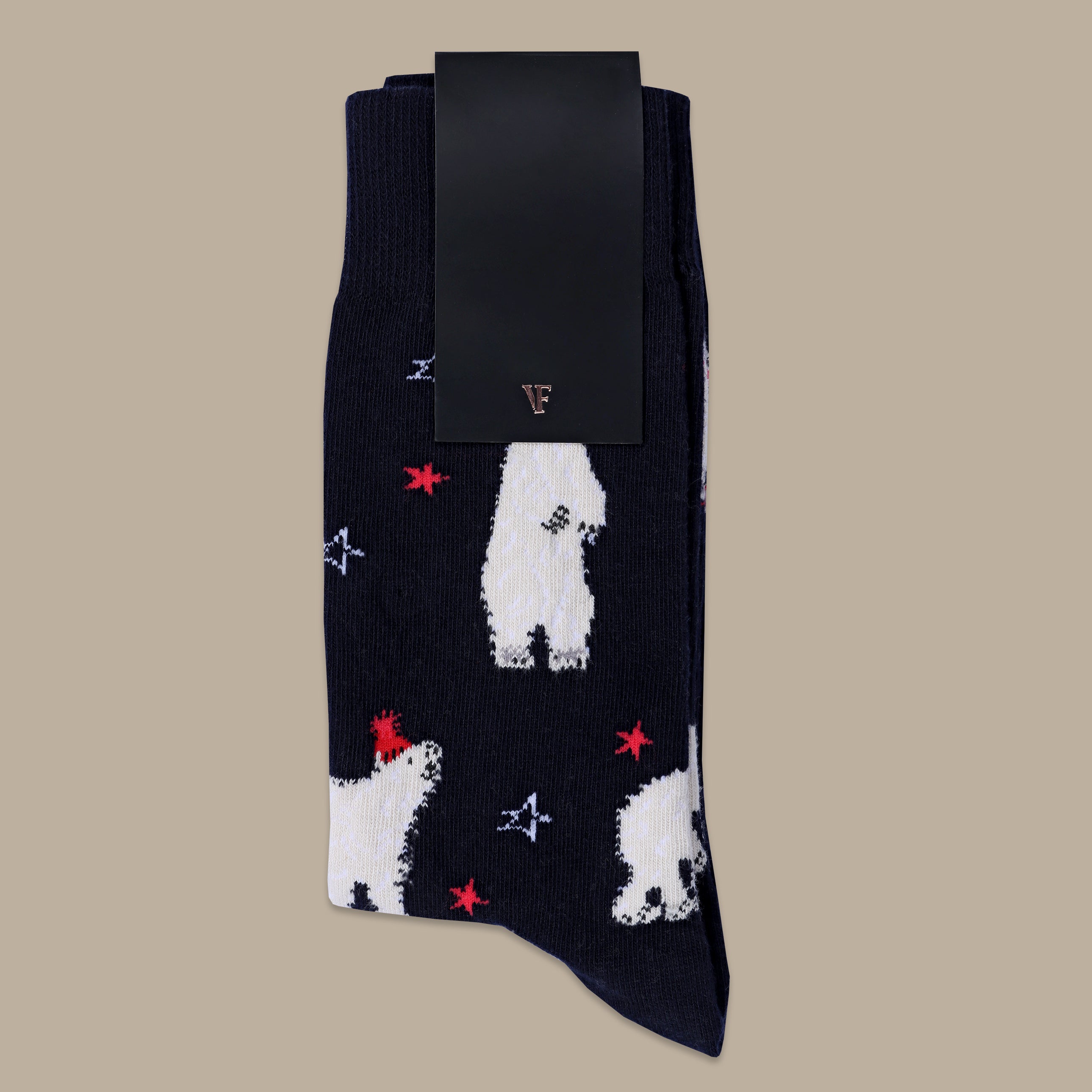 Navy Socks with Bear & Stars Print