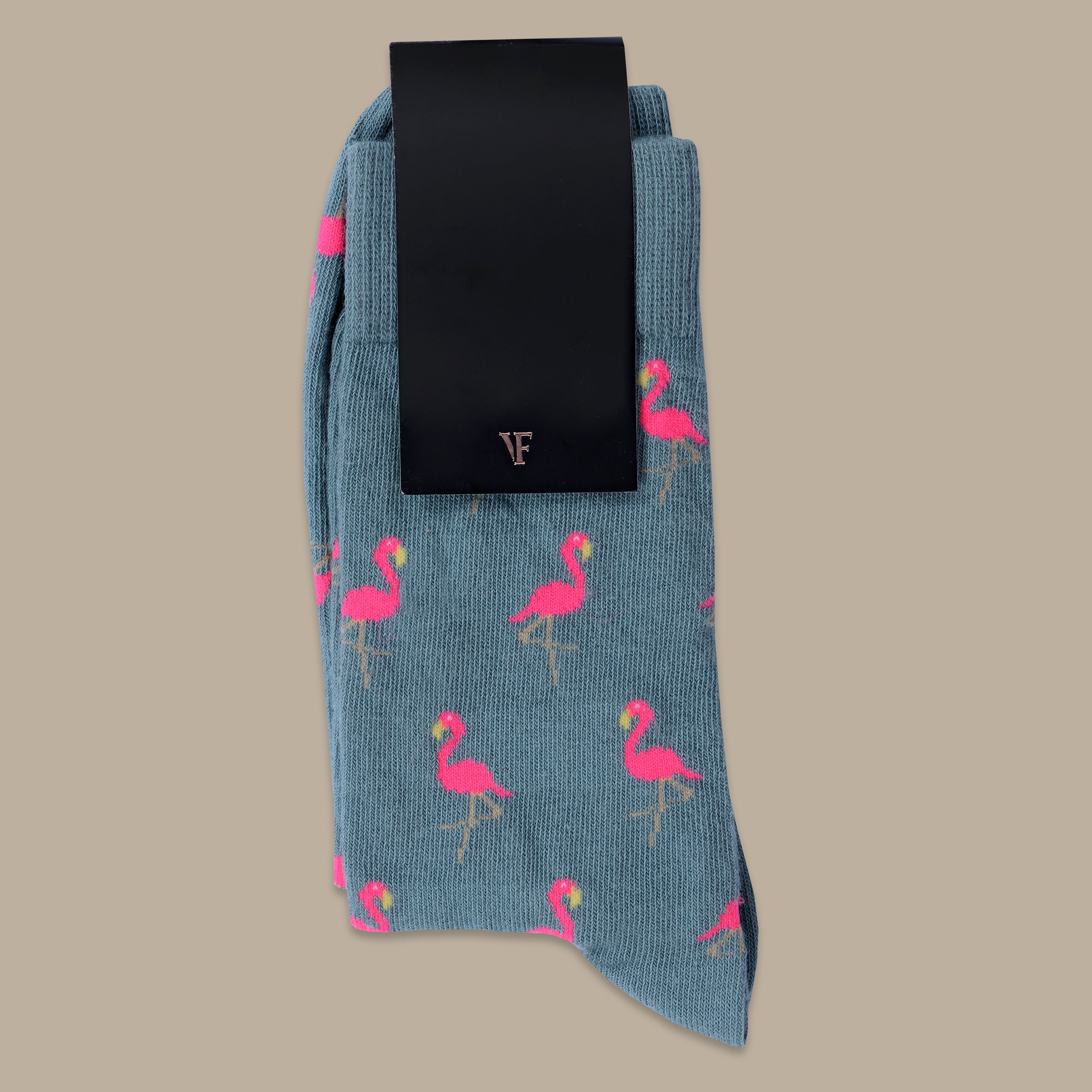 Petrol Flamingo Print Socks