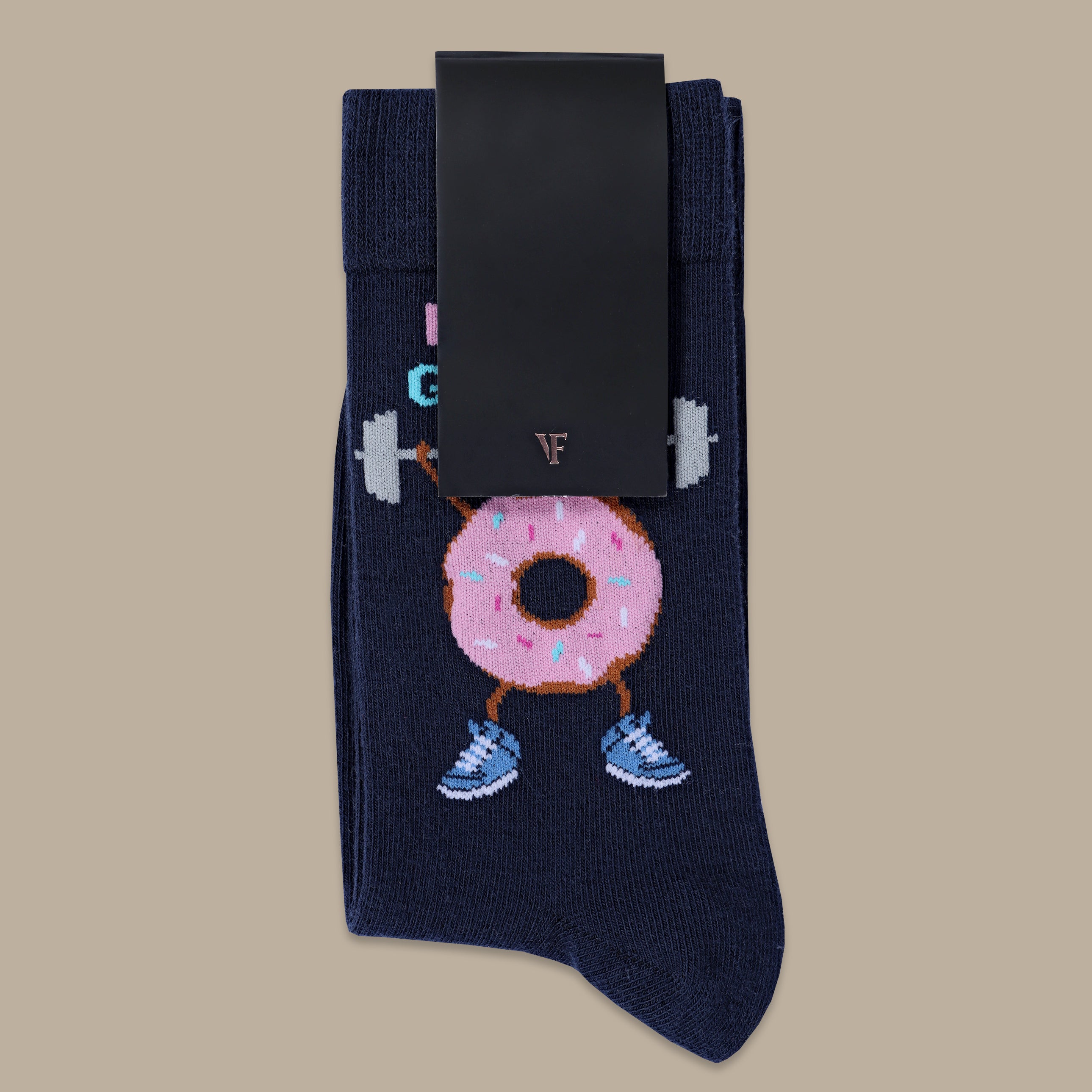 Navy Socks with Donut Print