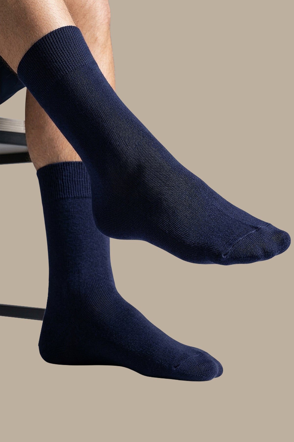 Navy Long Basic D'Écosse Socks