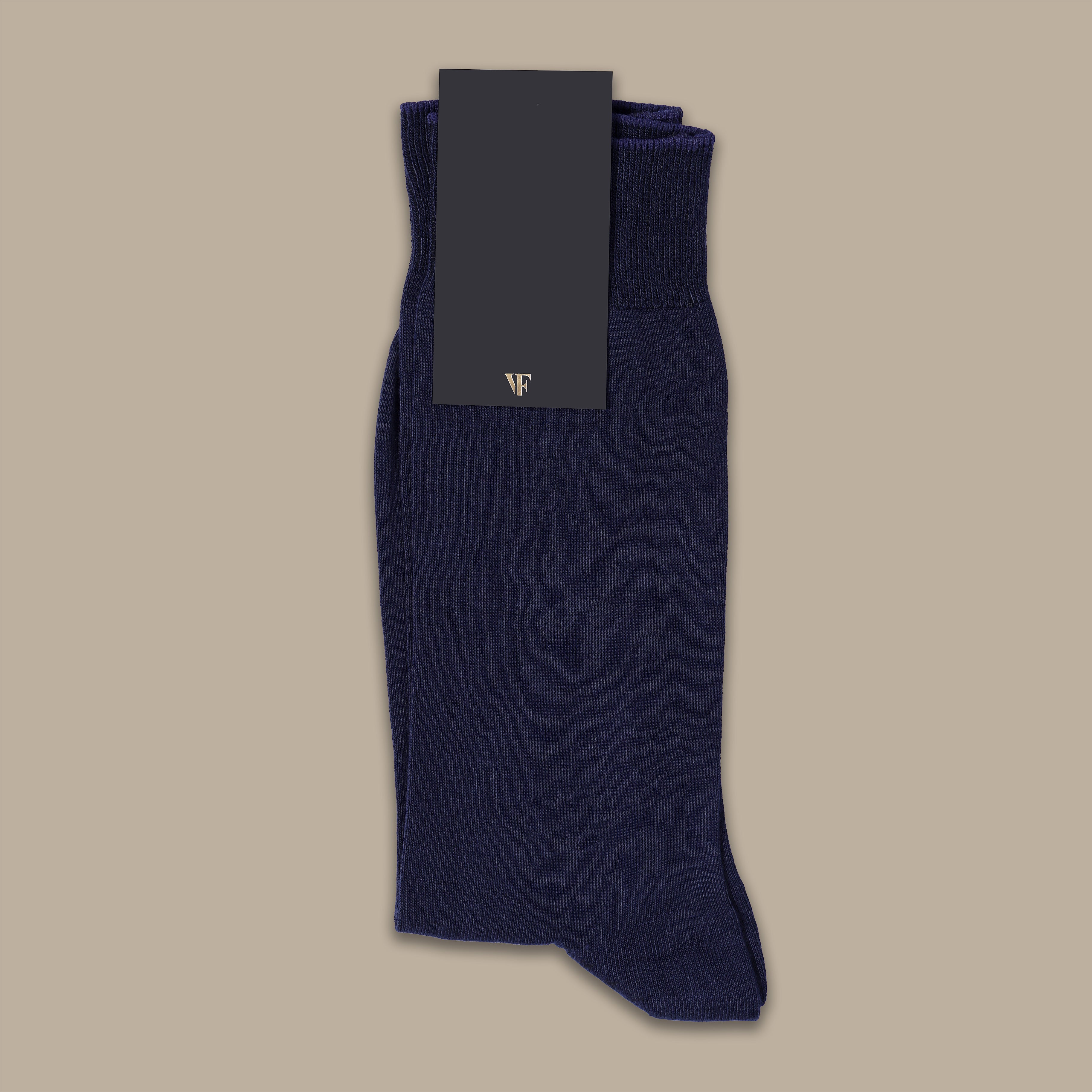 Navy Long Basic D'Écosse Socks