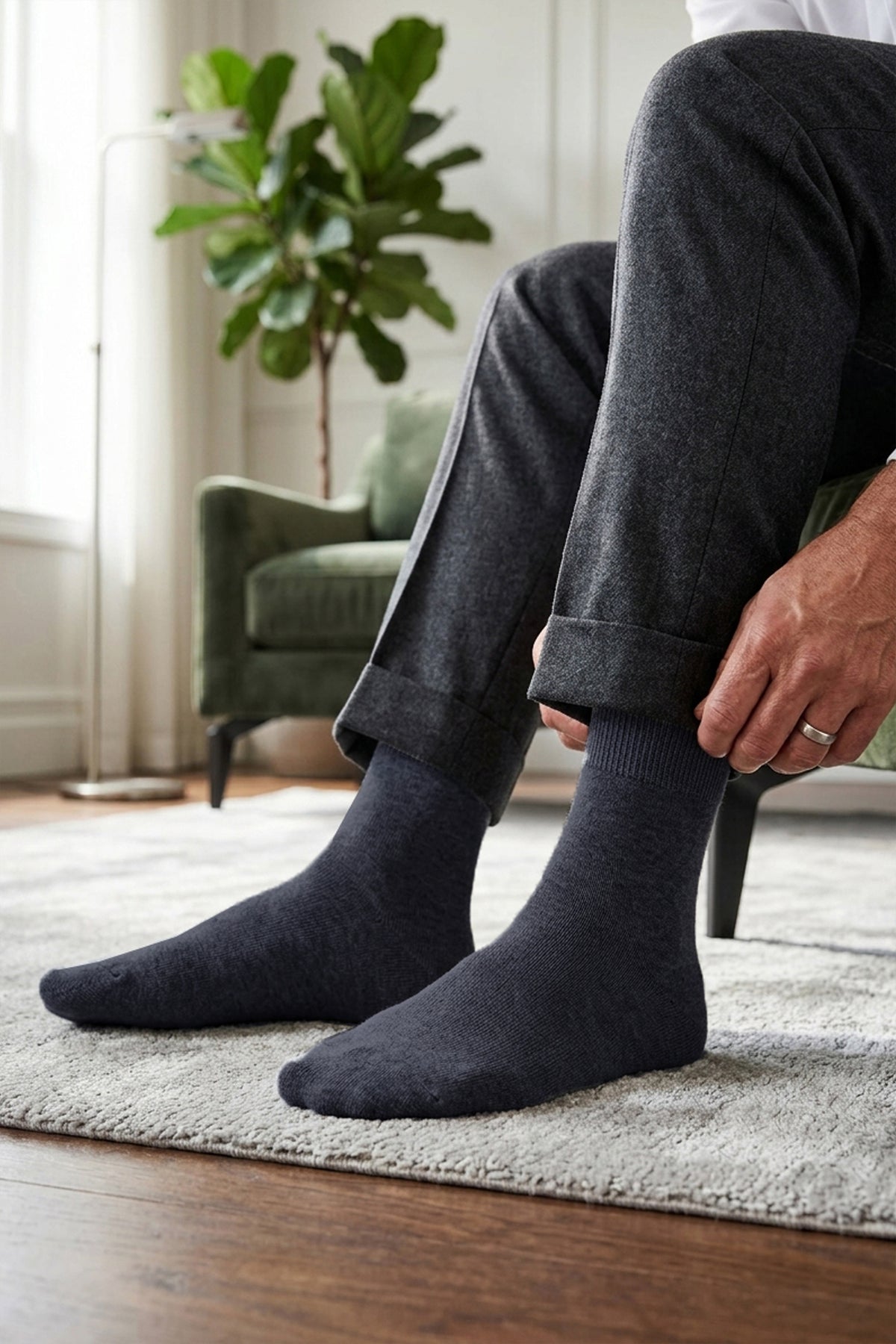 Grey Long Basic Socks