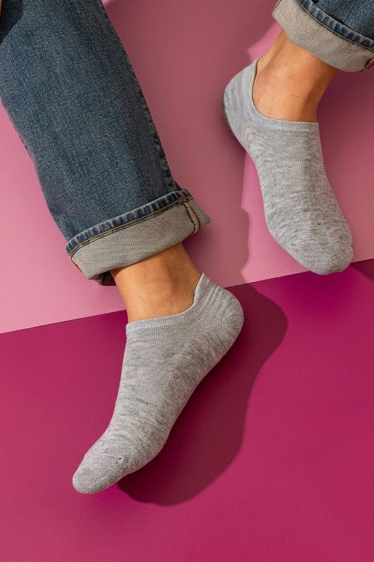 Light Grey Basic Half-Down Socks