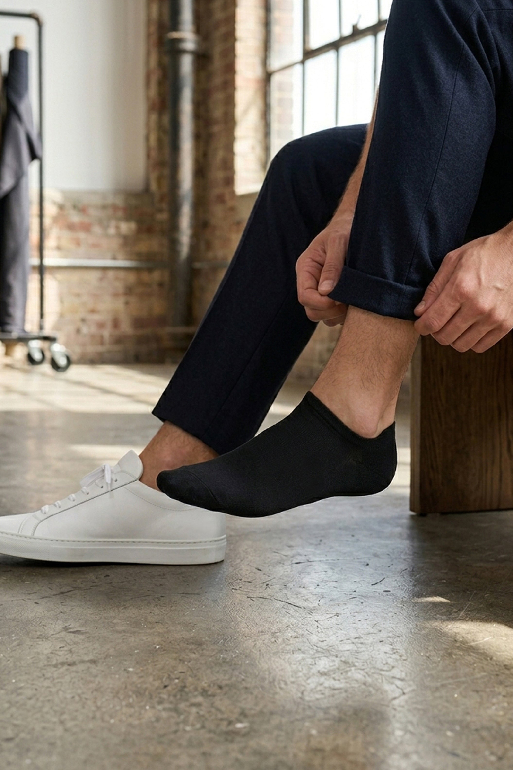 Black Half Down Basic Socks