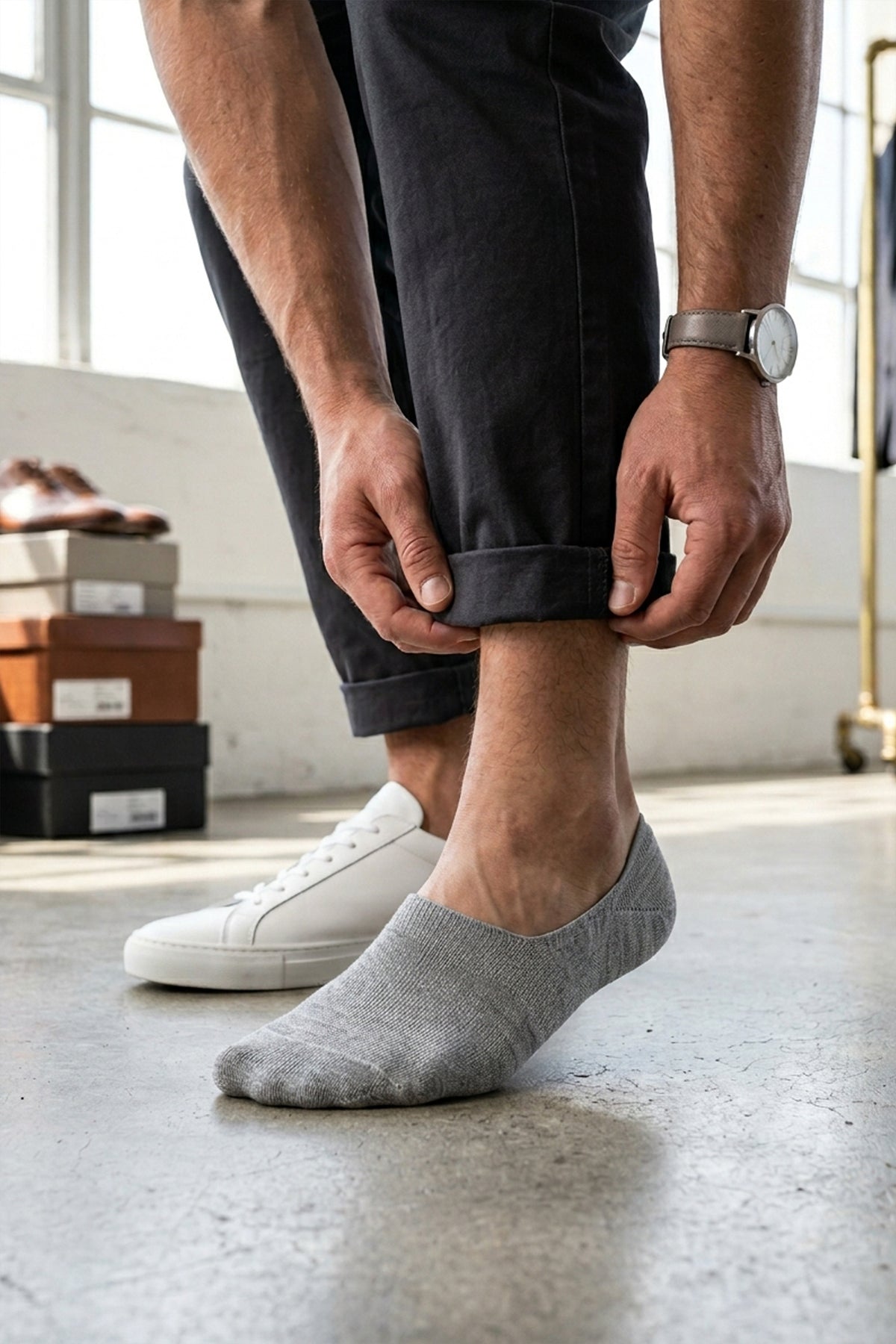 Light Grey Invisible Basic Socks