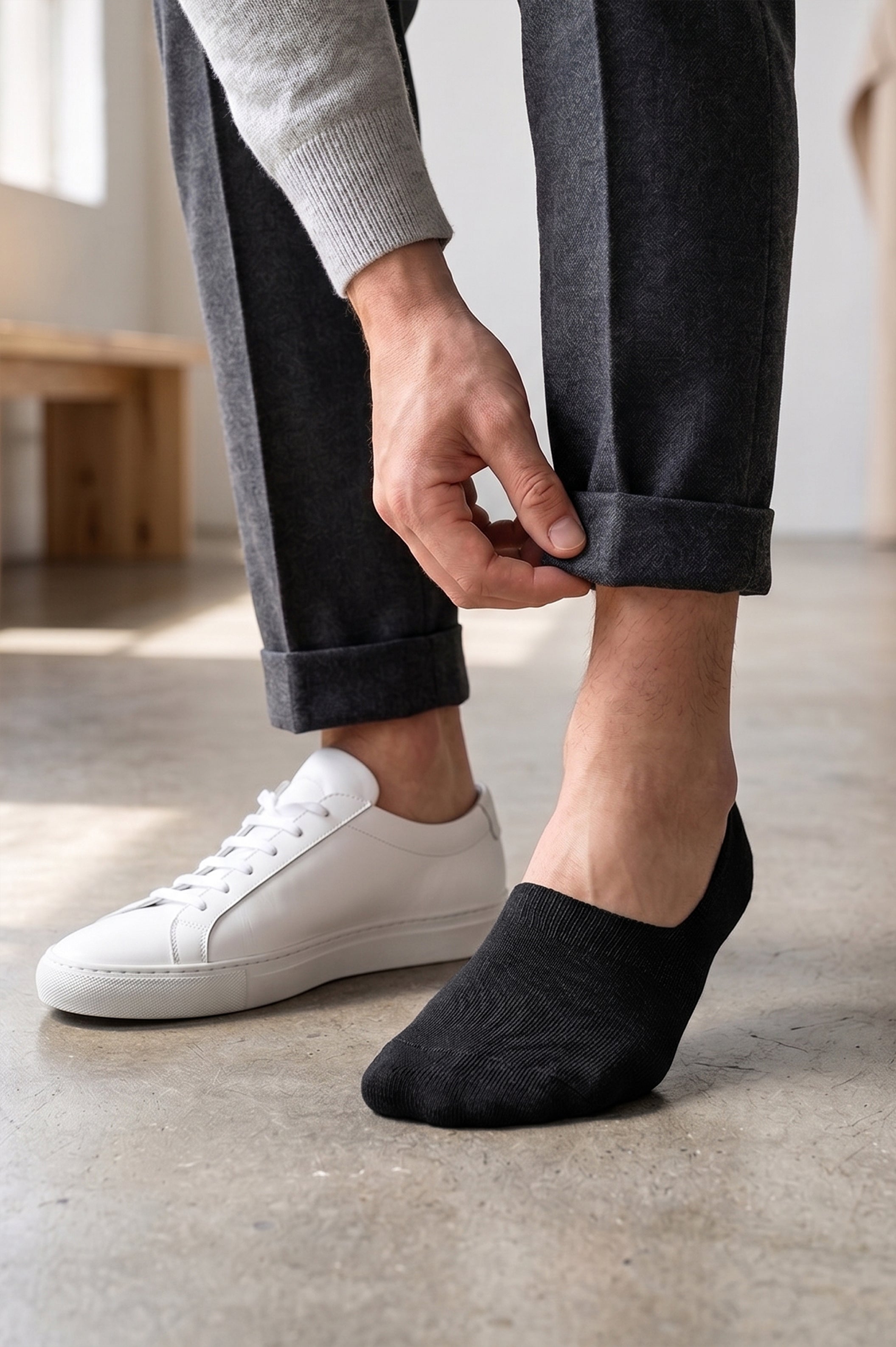 Black Invisible Basic Socks