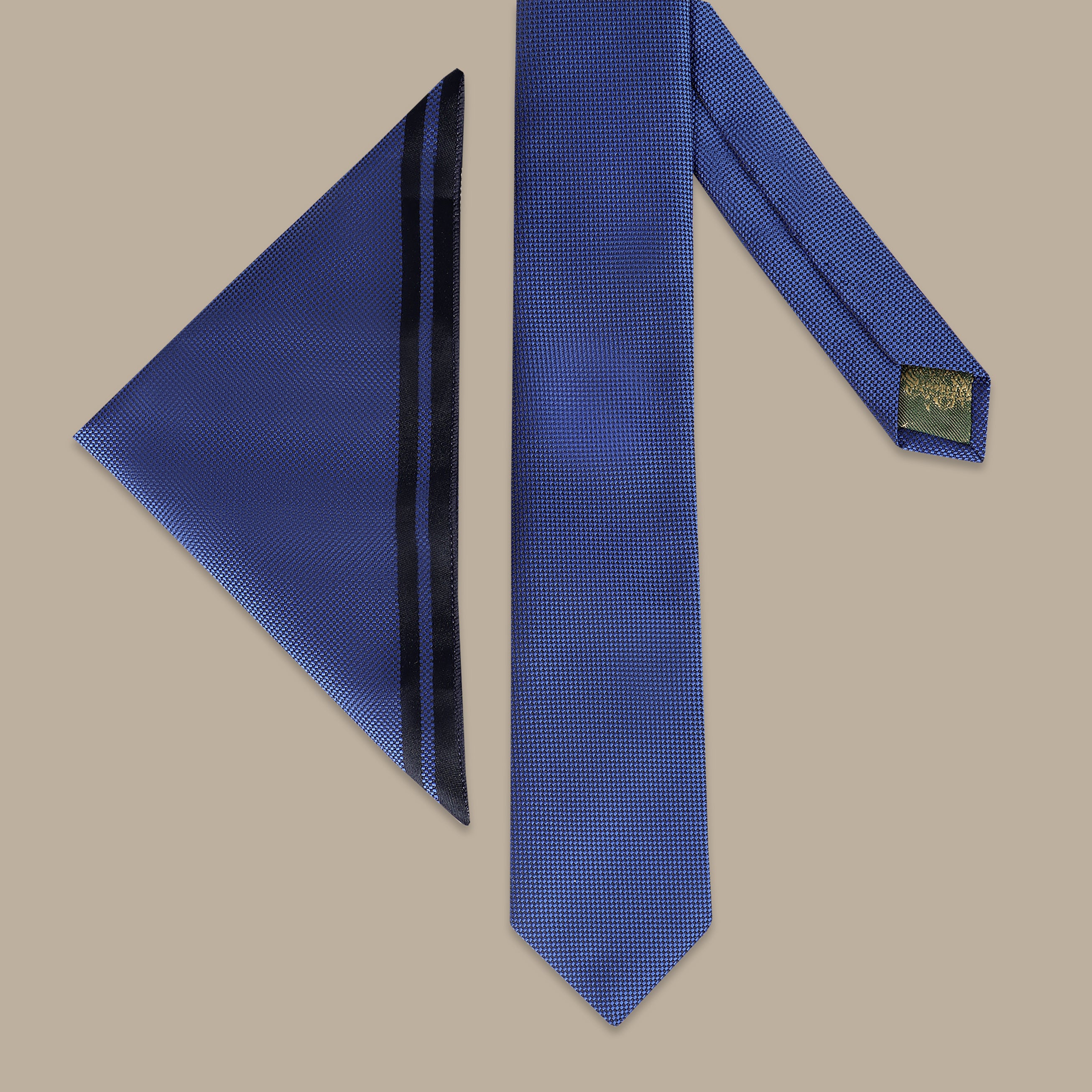 Dark Blue Structured Tie Set - Solid Color