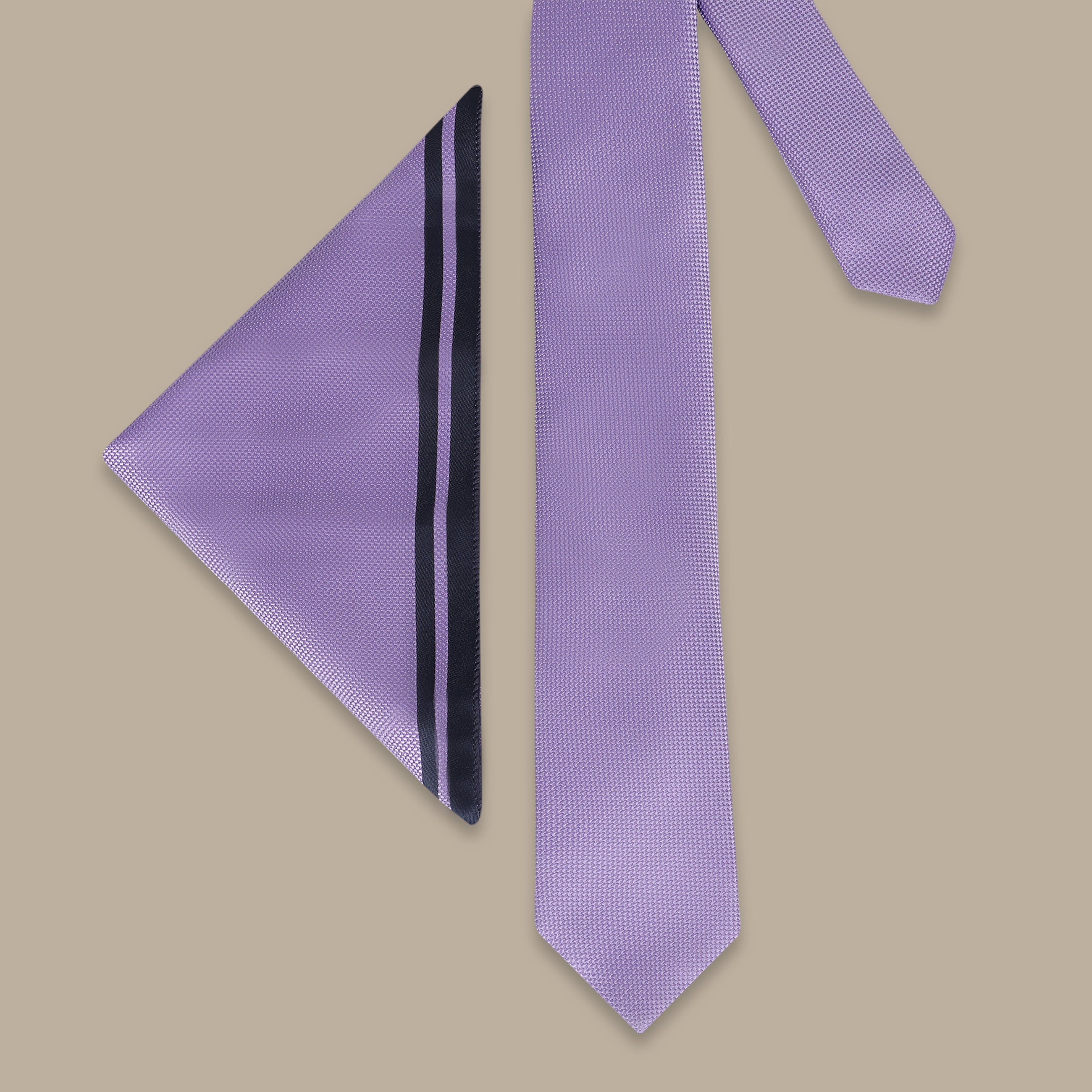 Solid Lilac Structured Tie Set