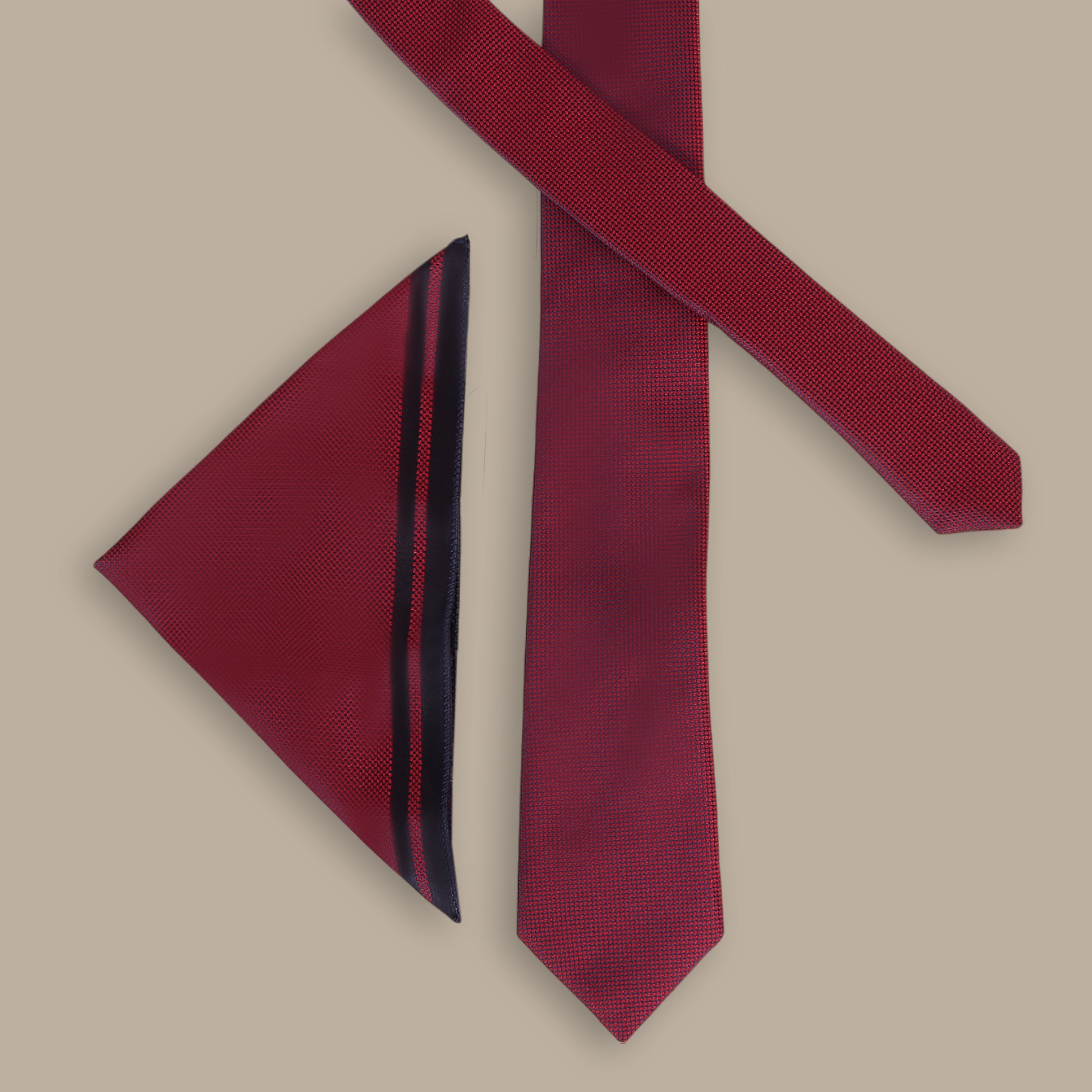 Solid Burgundy Structured Tie Set