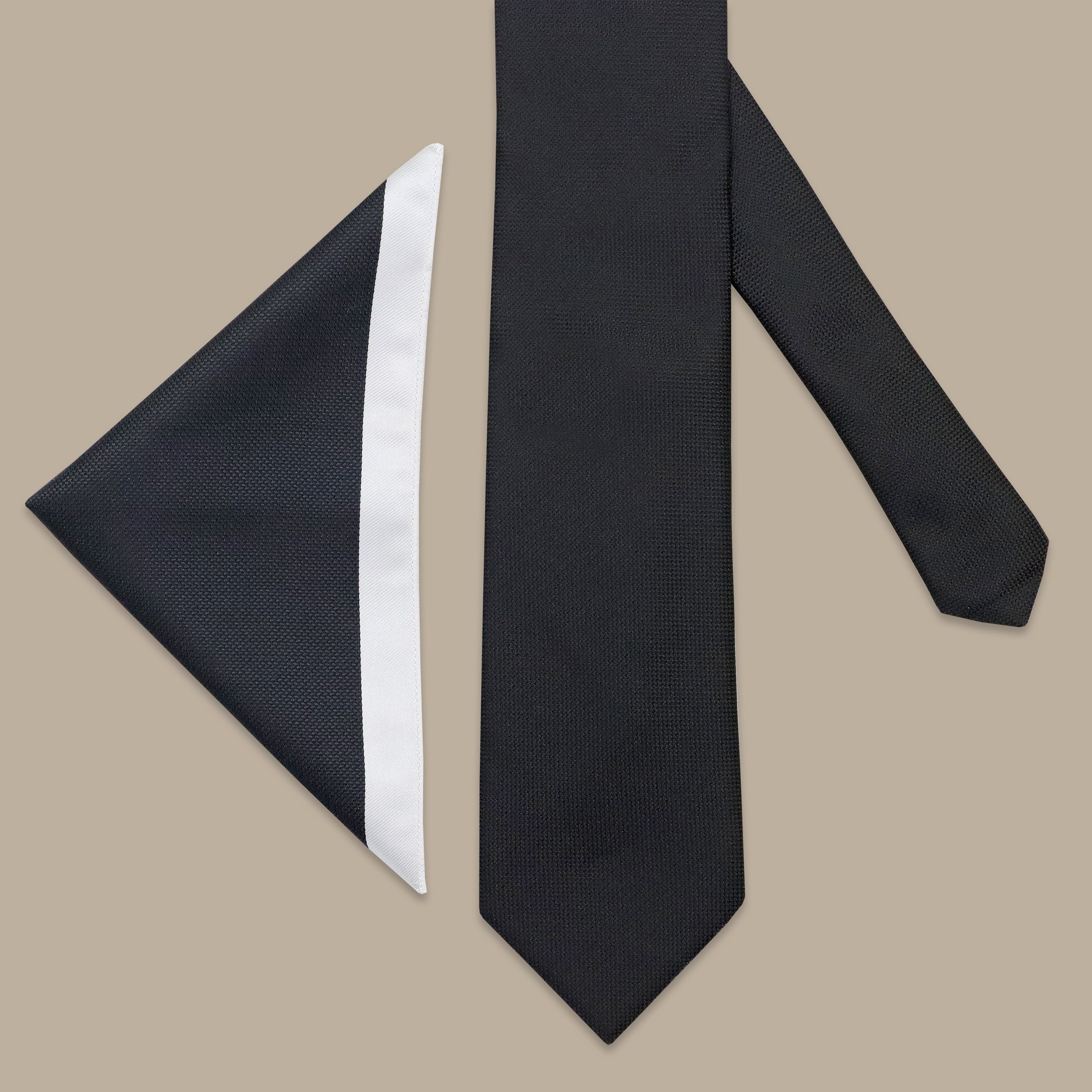 Black Classic Solid Structure Tie Set