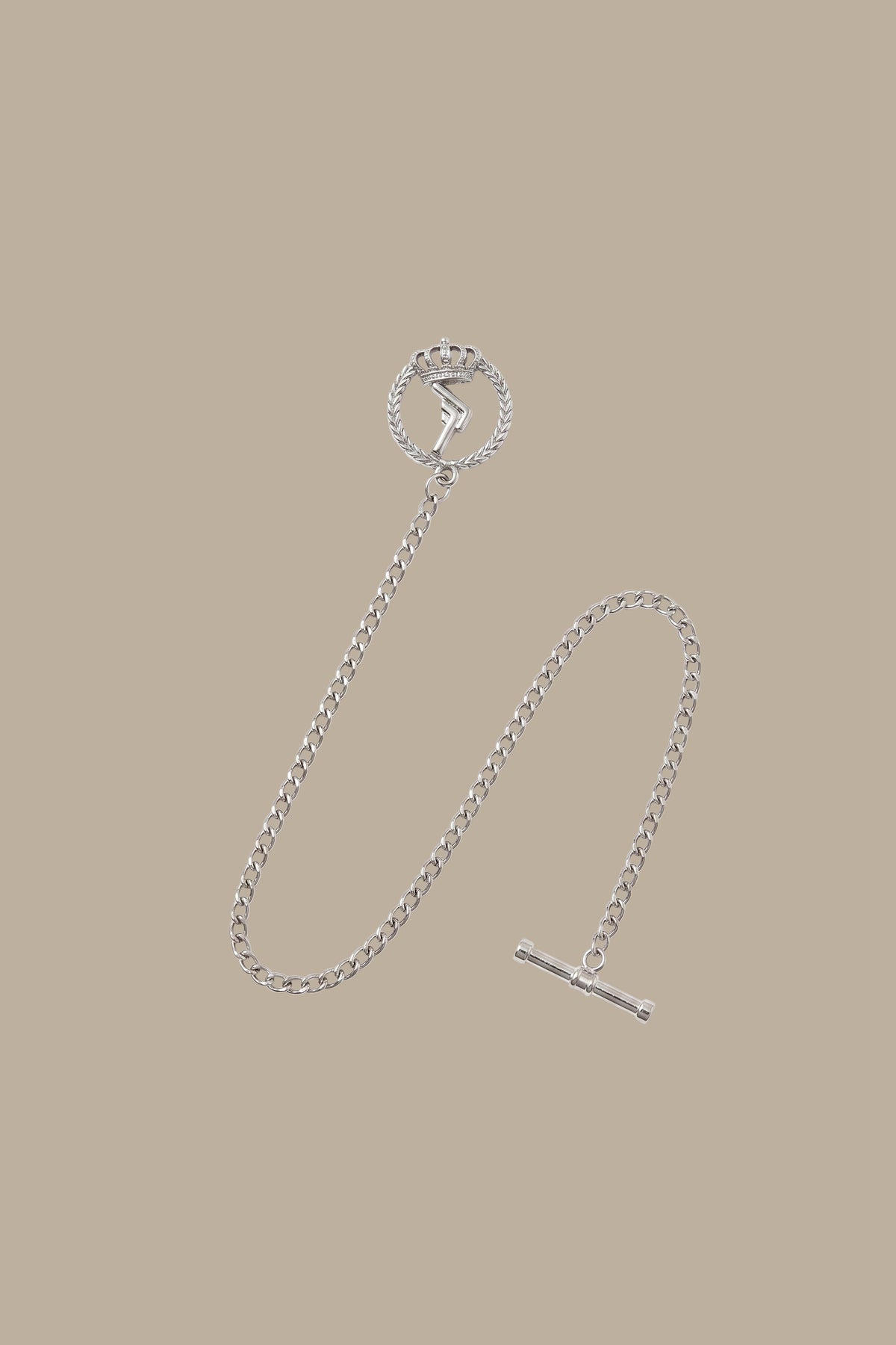 Pin Chain Crown Circle Brooch