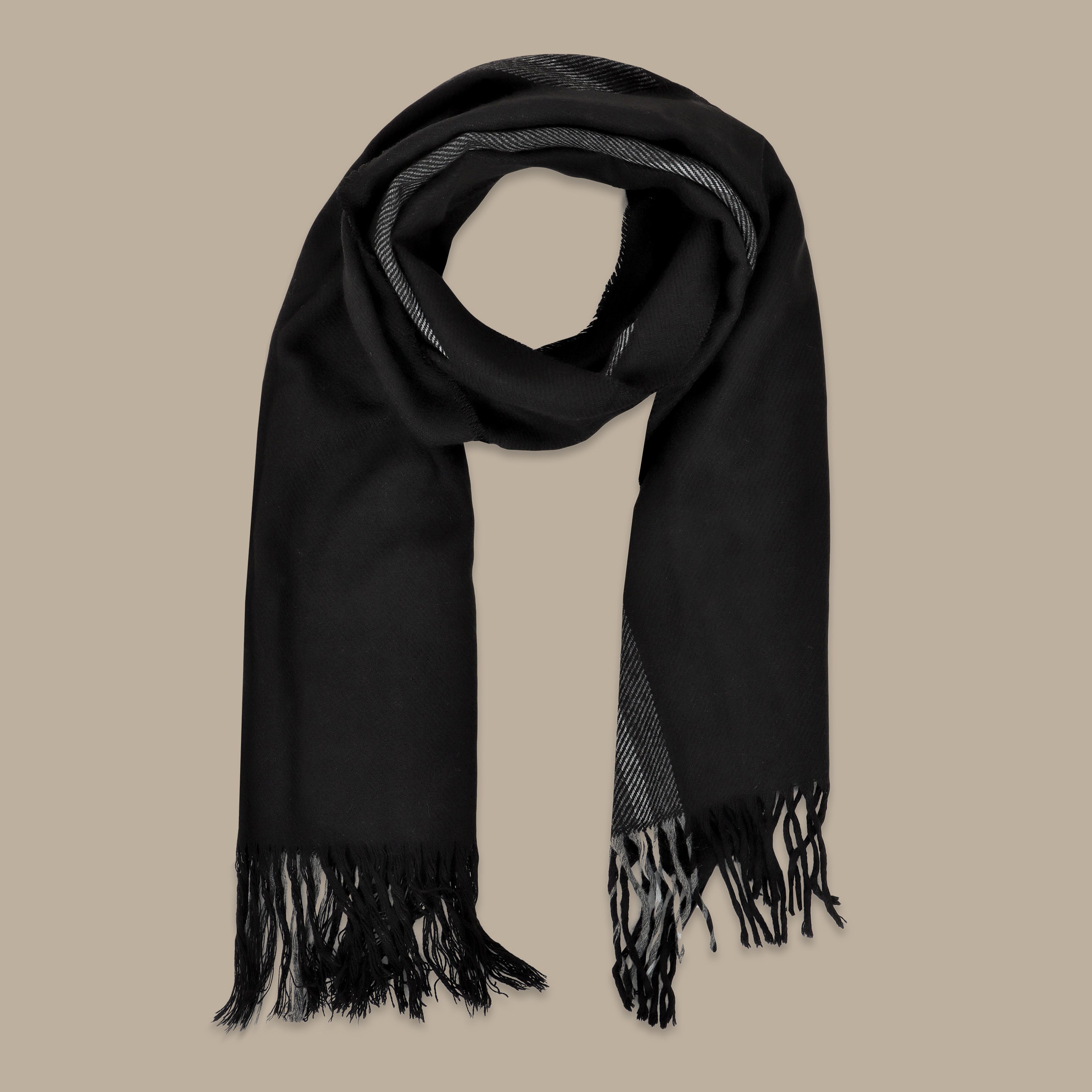 Black Scarf with Side Blue Line