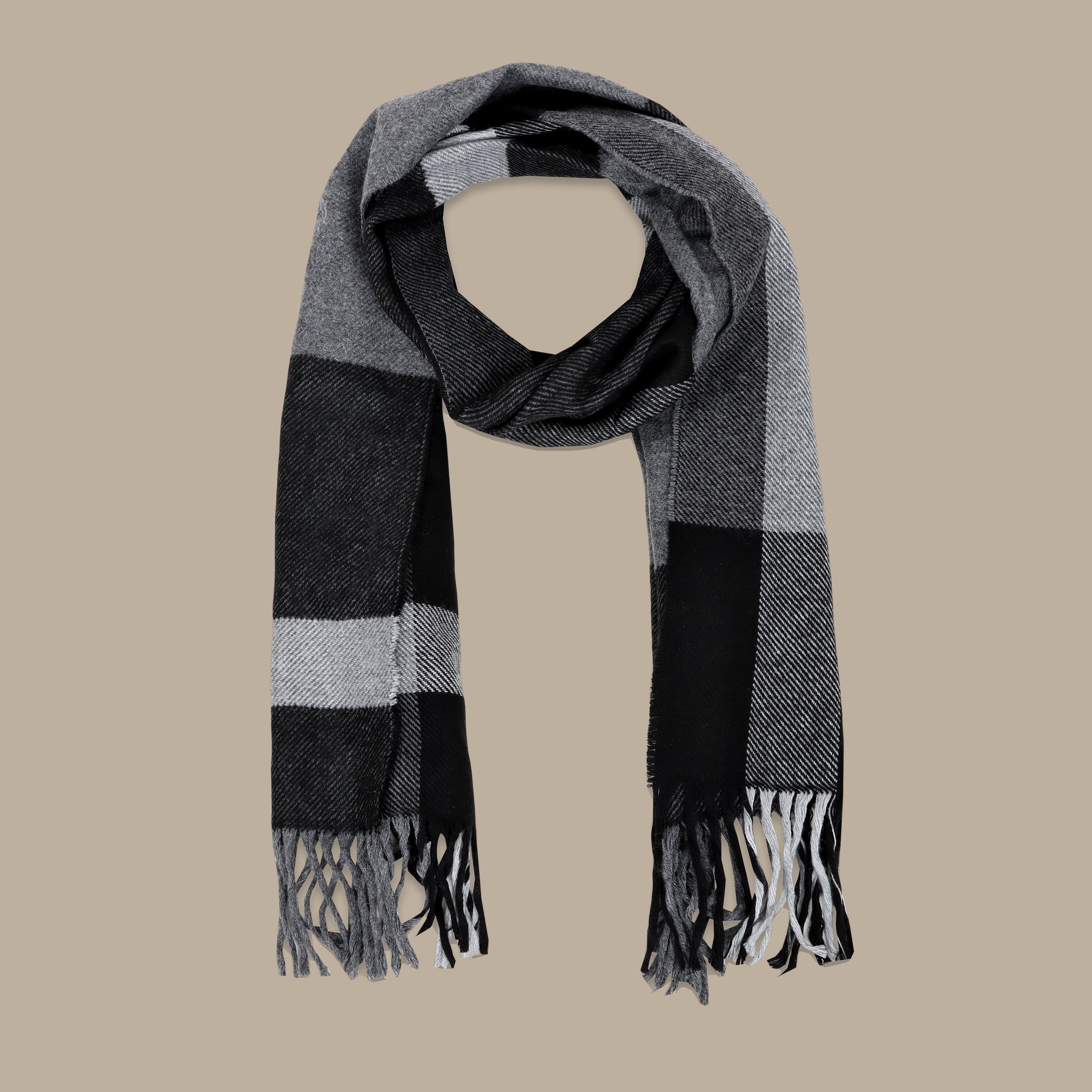 Grey Scarf with 6-Layer Printed Cut