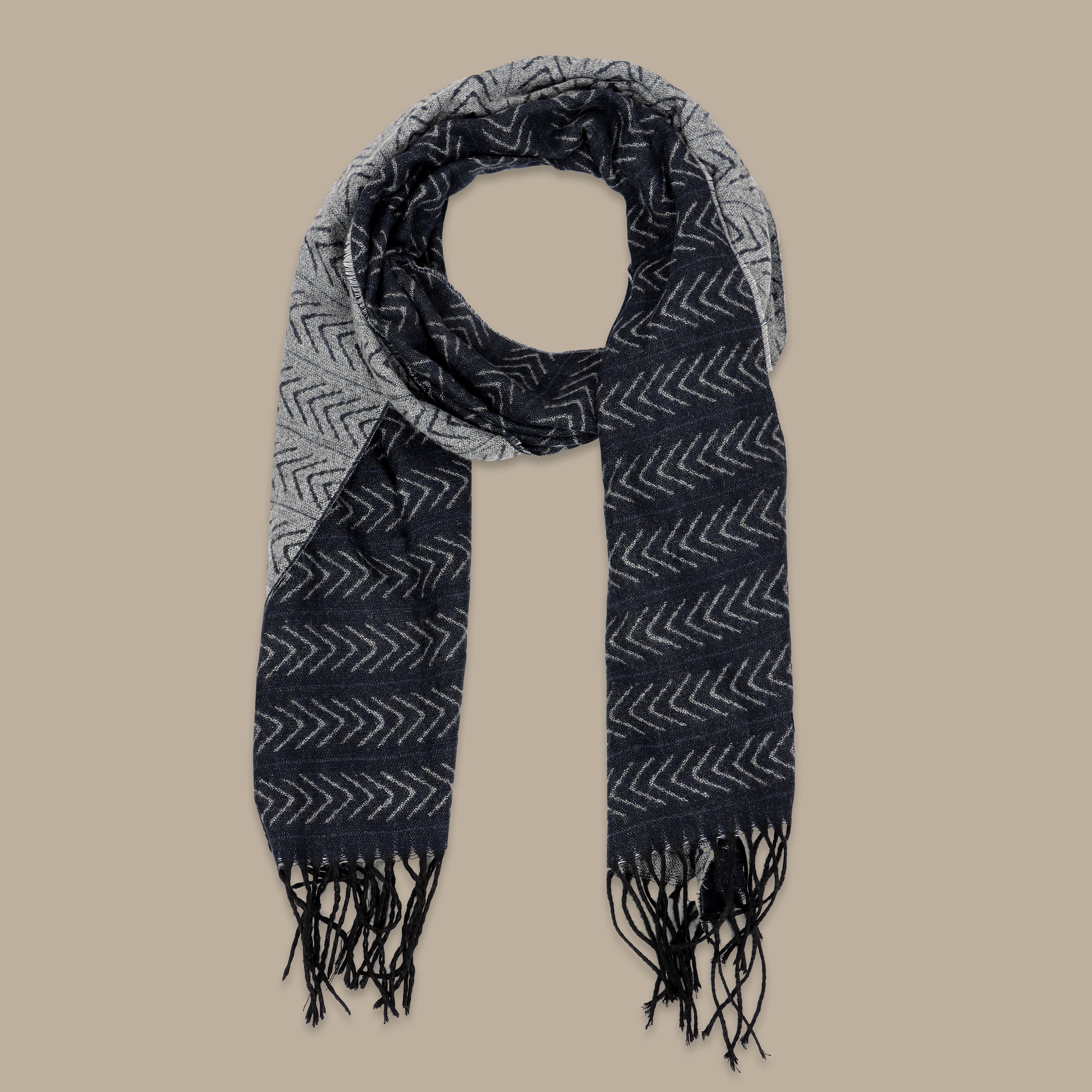 Navy Scarf with Arrow Design