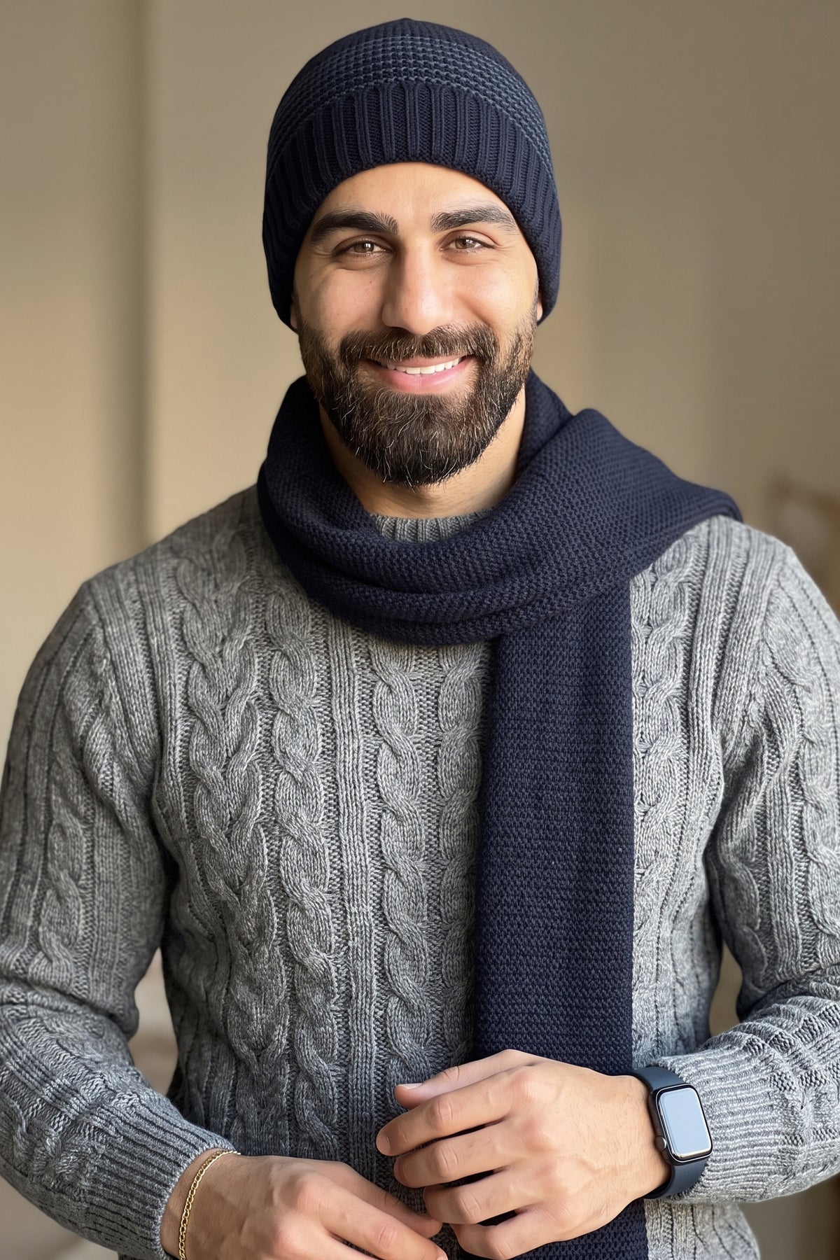 Striped Beanie & Scarf Set