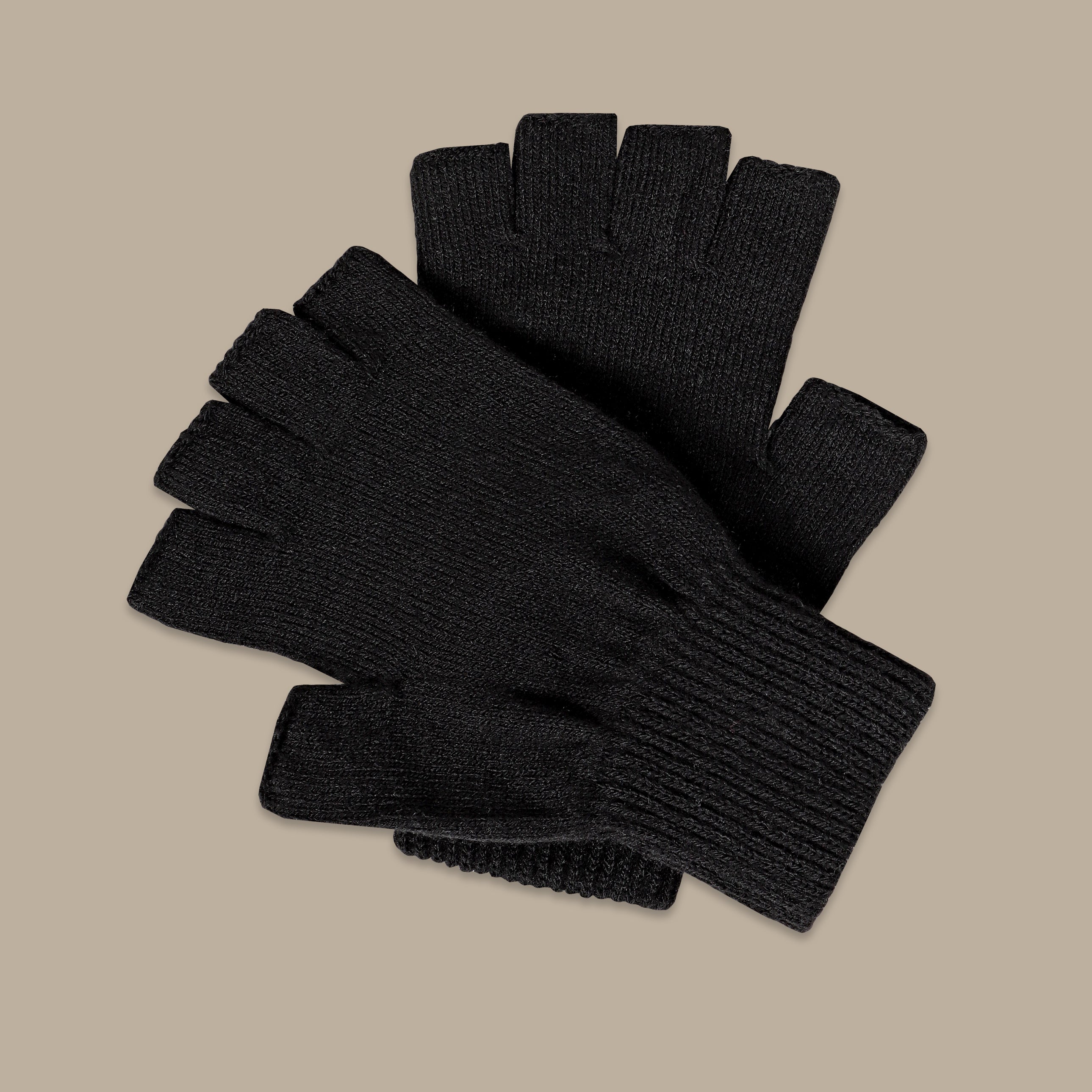 Mercerized Half Finger Black Gloves