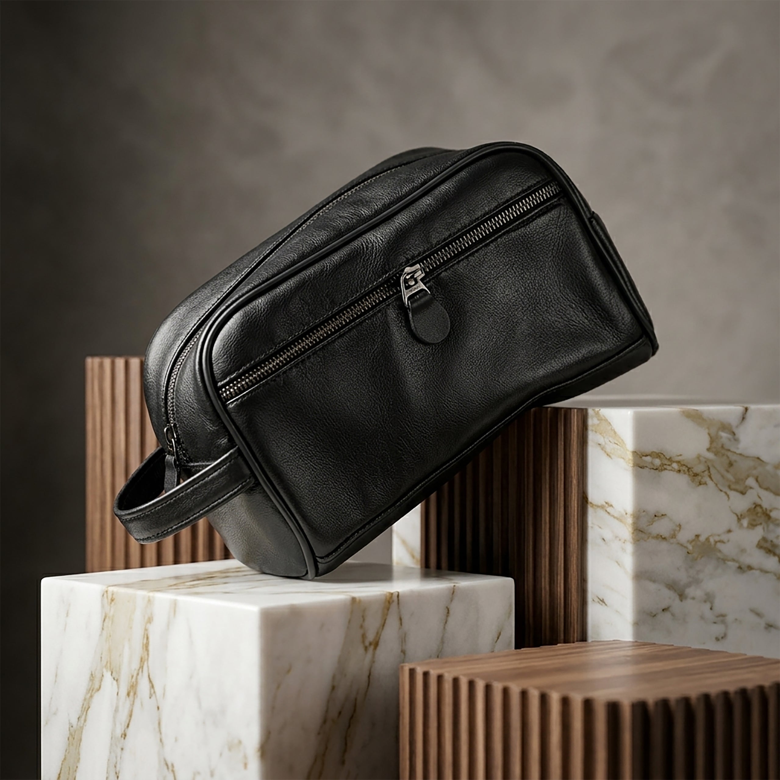 Black Plain Leather Clutch