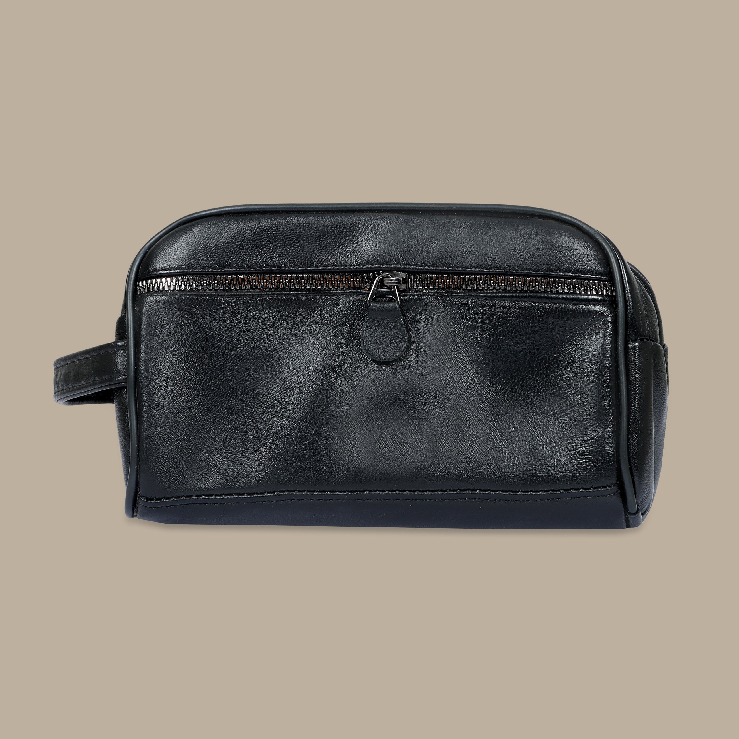 Black Plain Leather Clutch