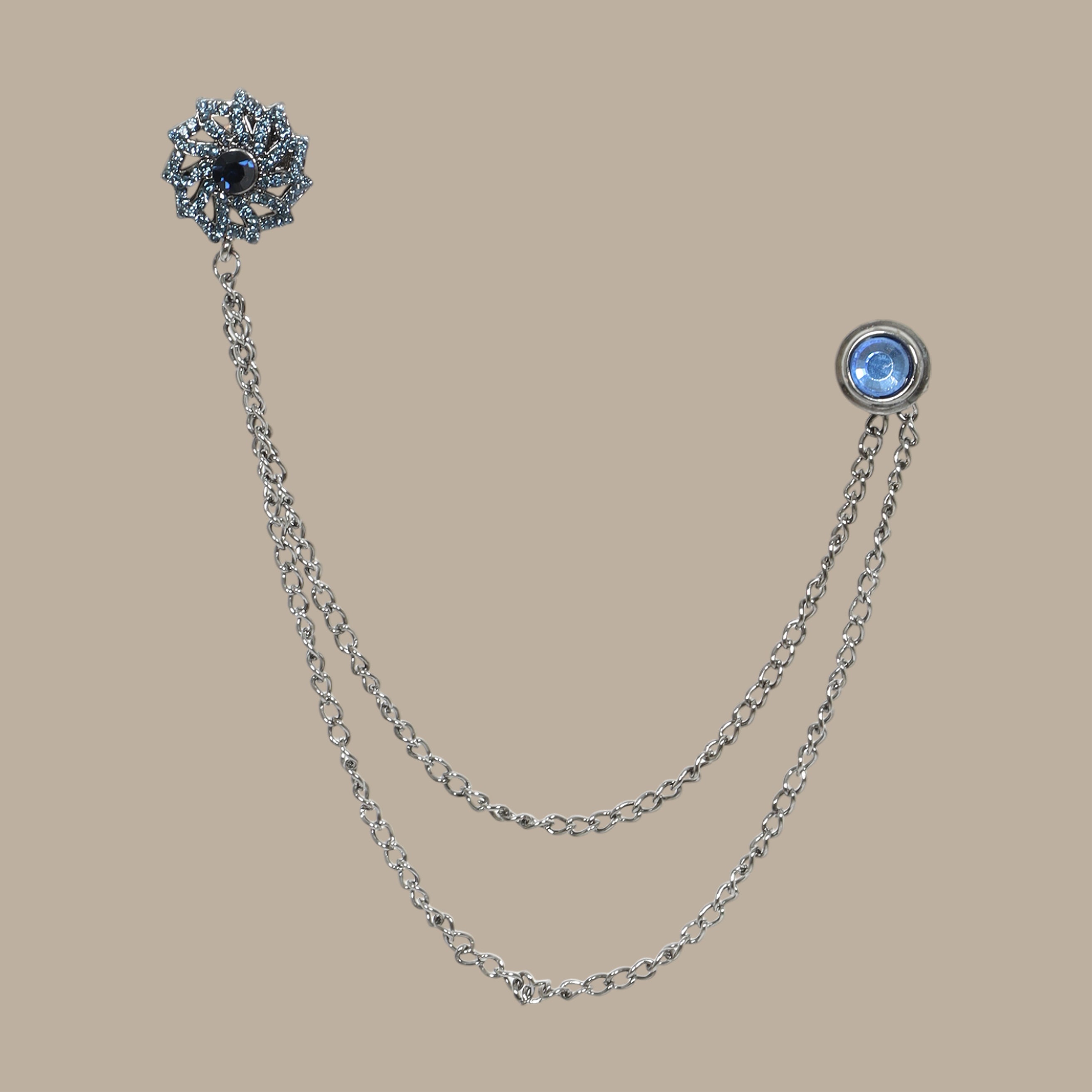 Blue Chain with Circle Fan Design and Blue Strass