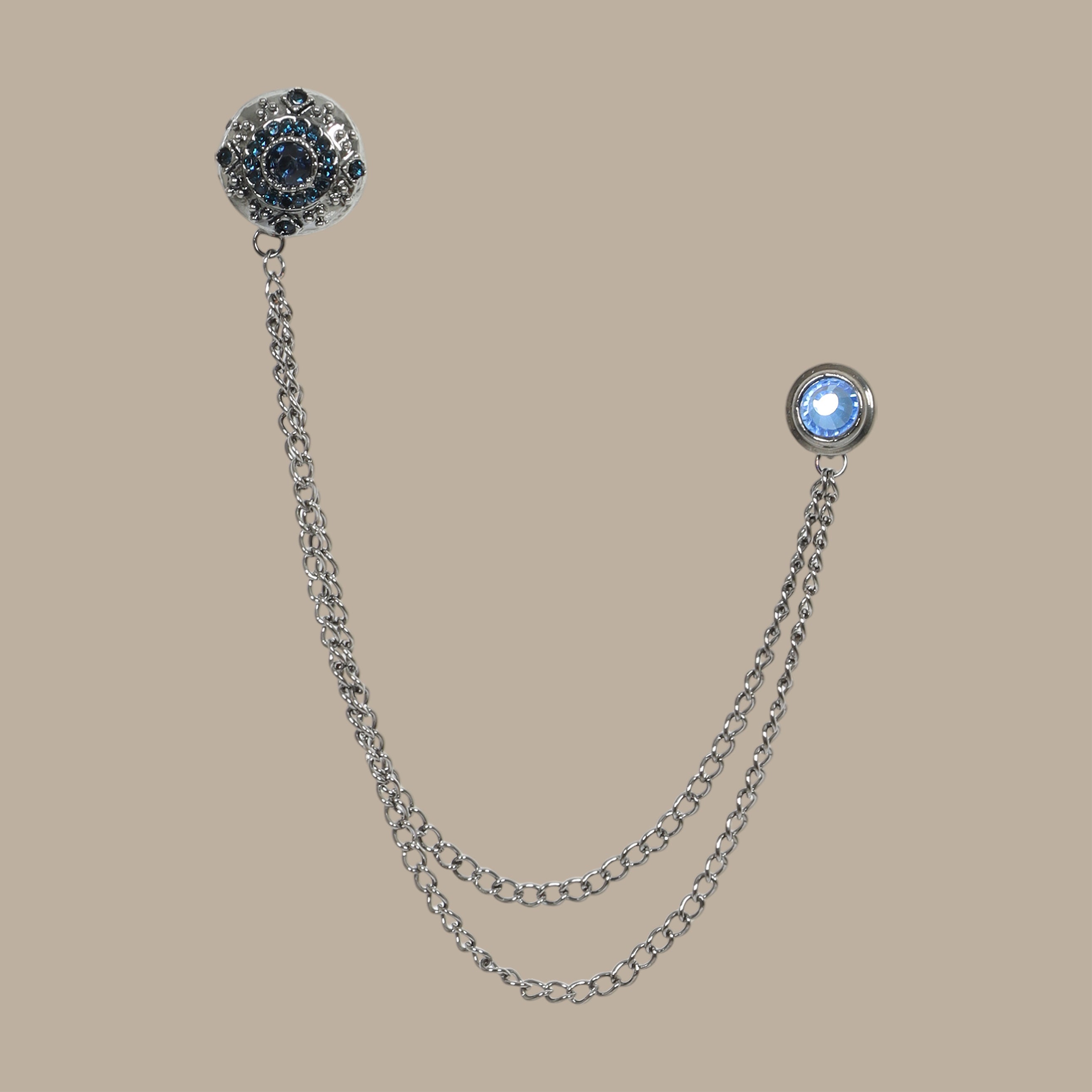 Blue Rhodium Spiral Shaped Chain