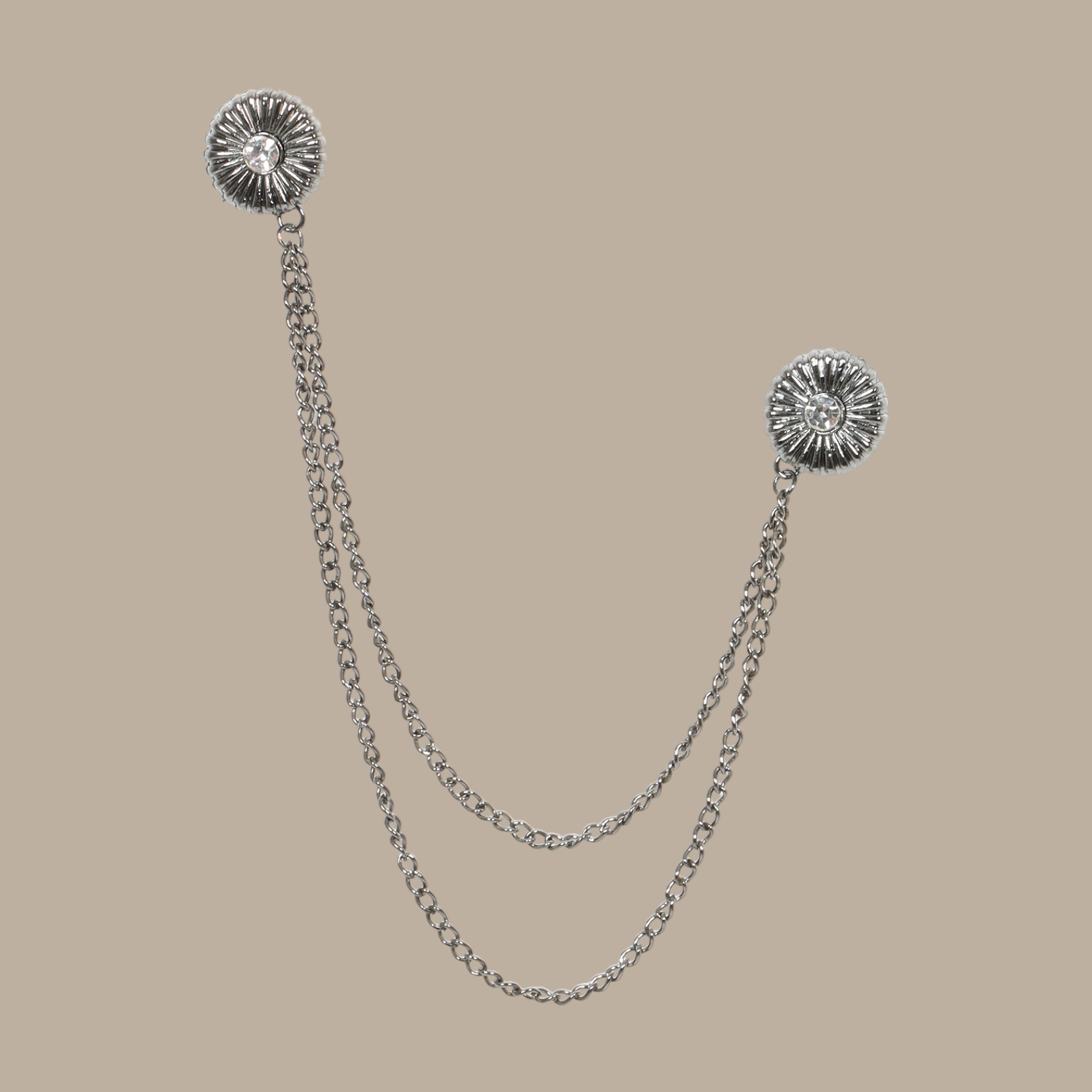 Silver Chain with 2 Circles and 1 Stone