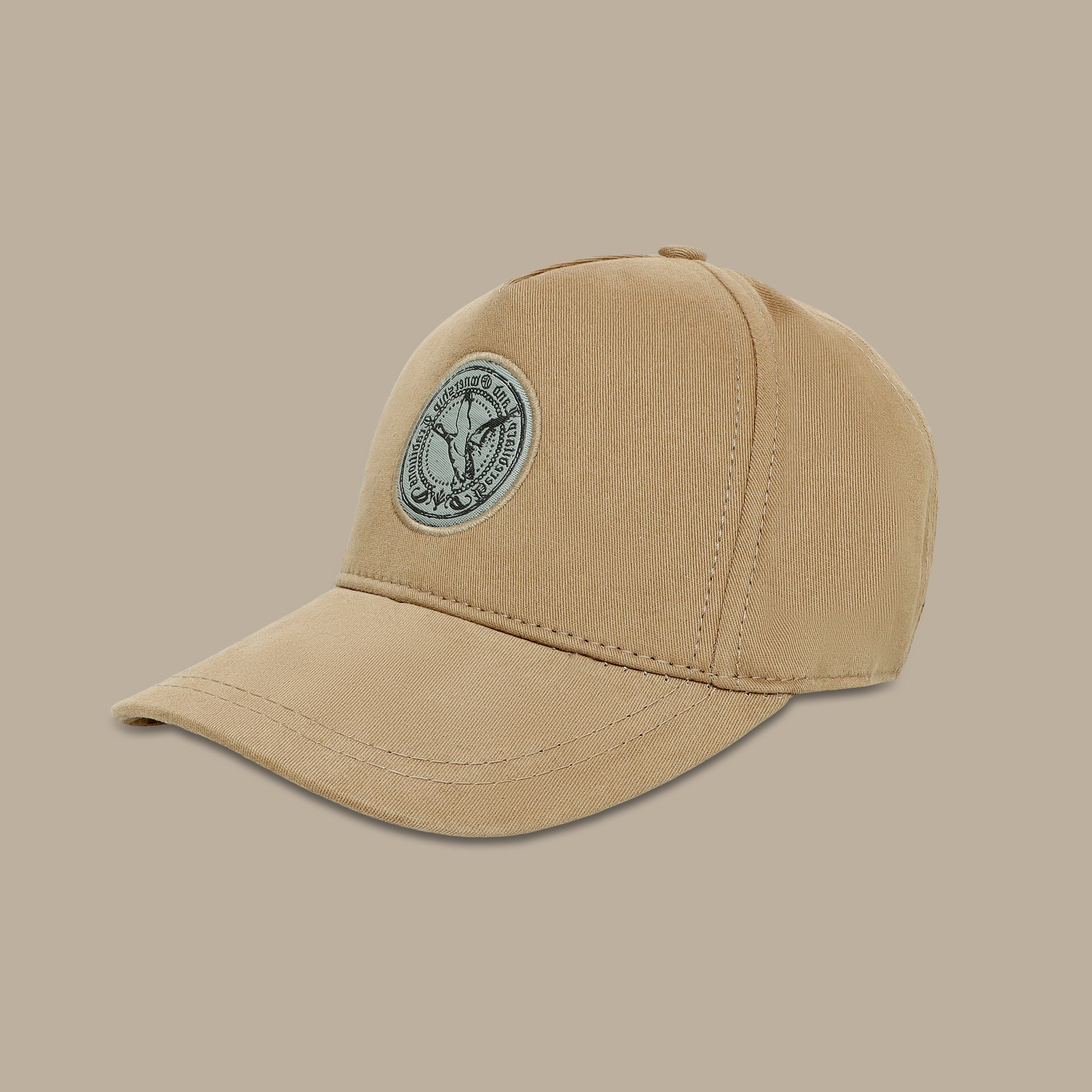 Beige Wool Cap: Patch Print Arrow