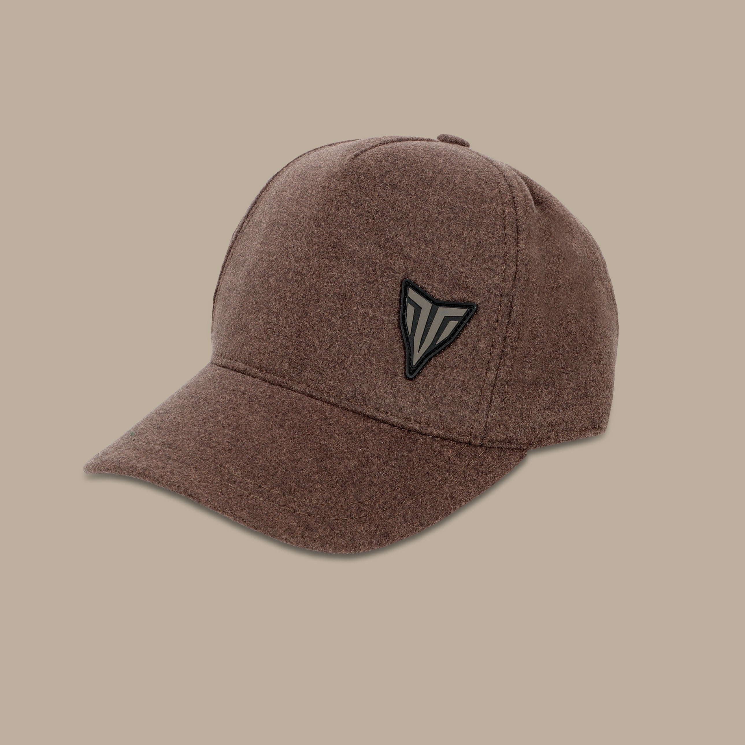 Light Brown Wool Cap: Patch Print Arrow