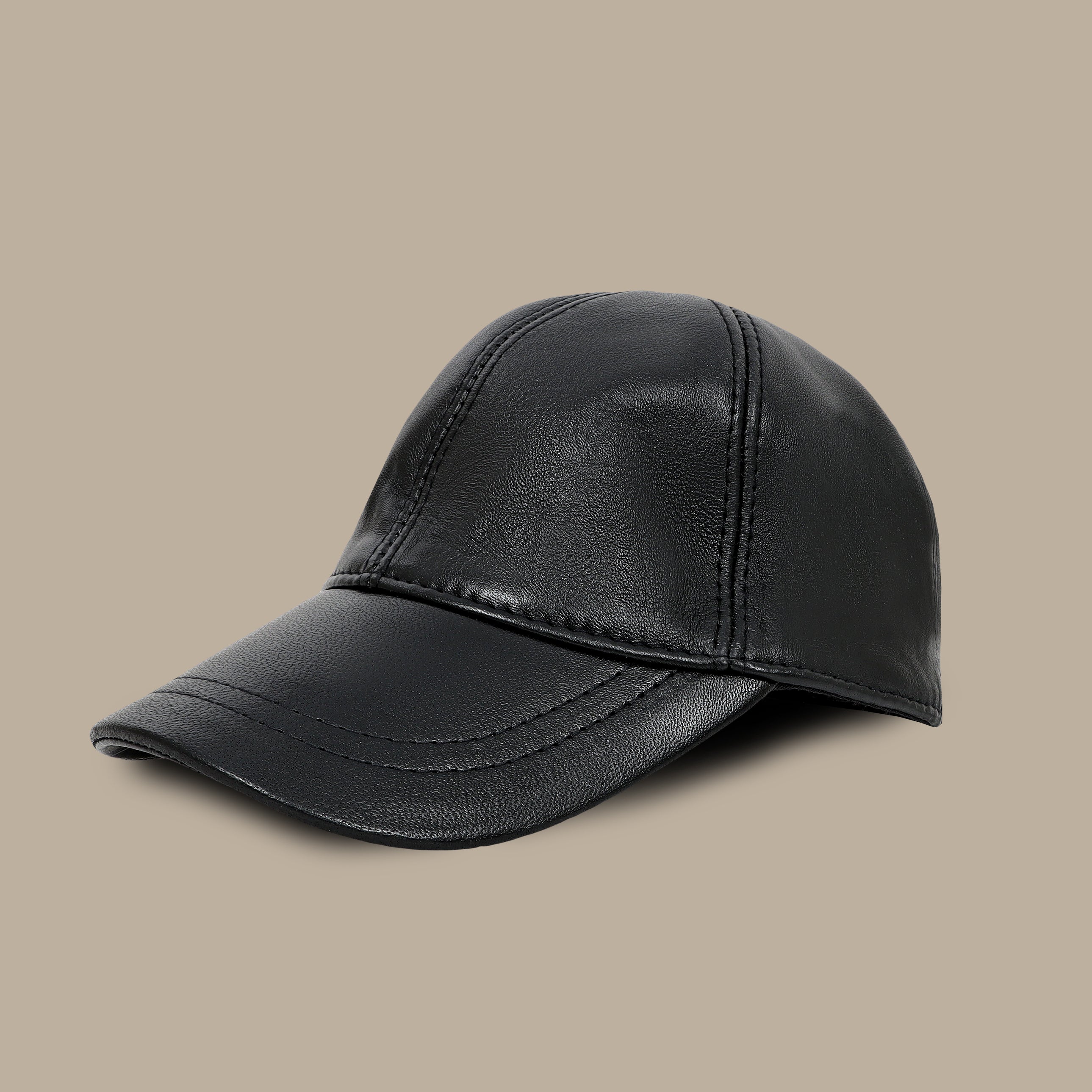 Black Full Leather Cap