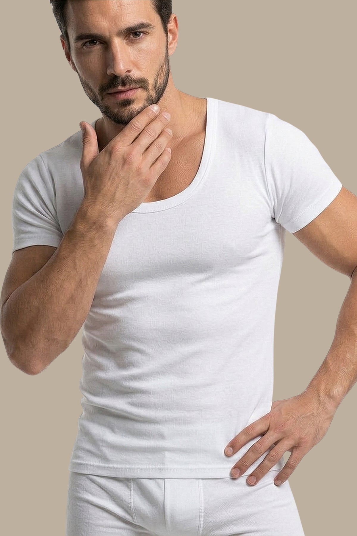 White R-Neck Underwear Tee