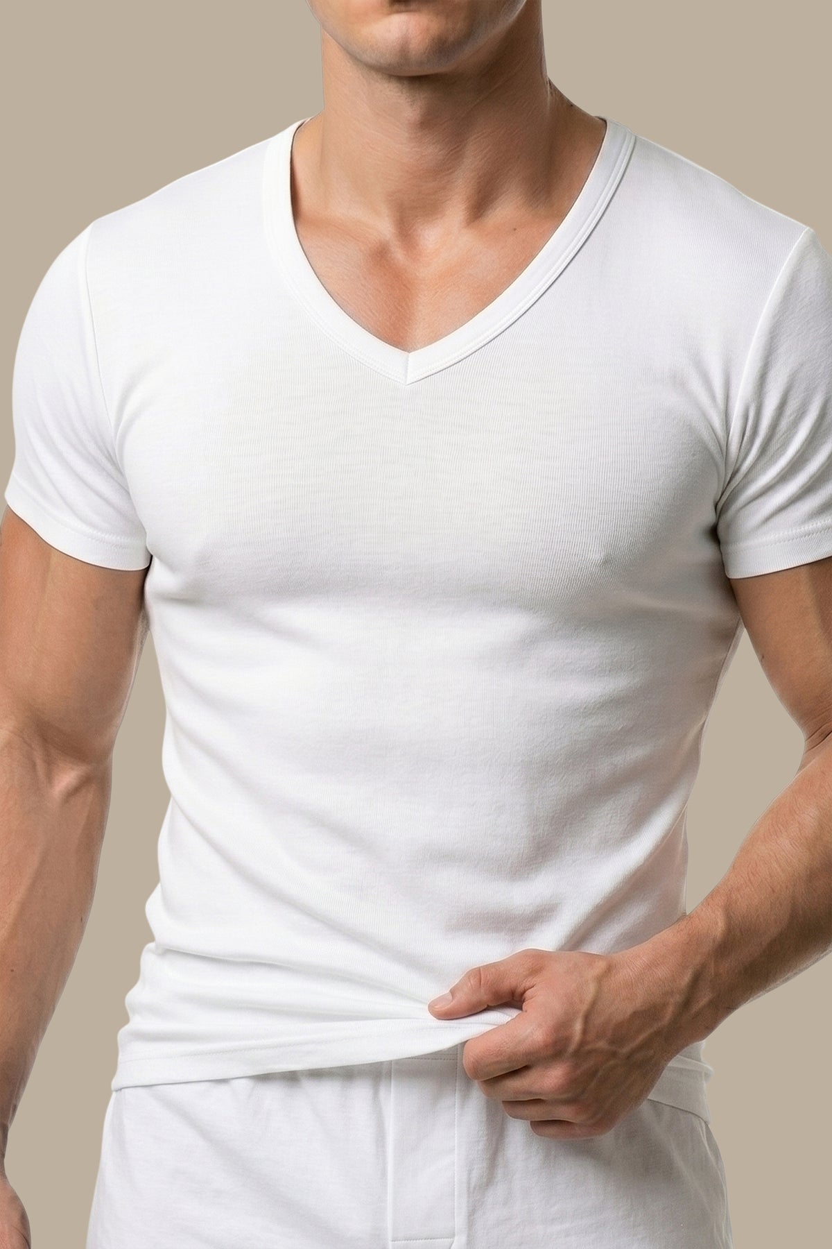 White V-Neck Underwear Tee